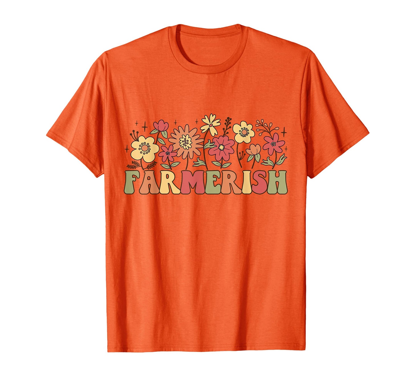 Farmerish Groovy Retro Floral Farmer Wife Daughter T-Shirt