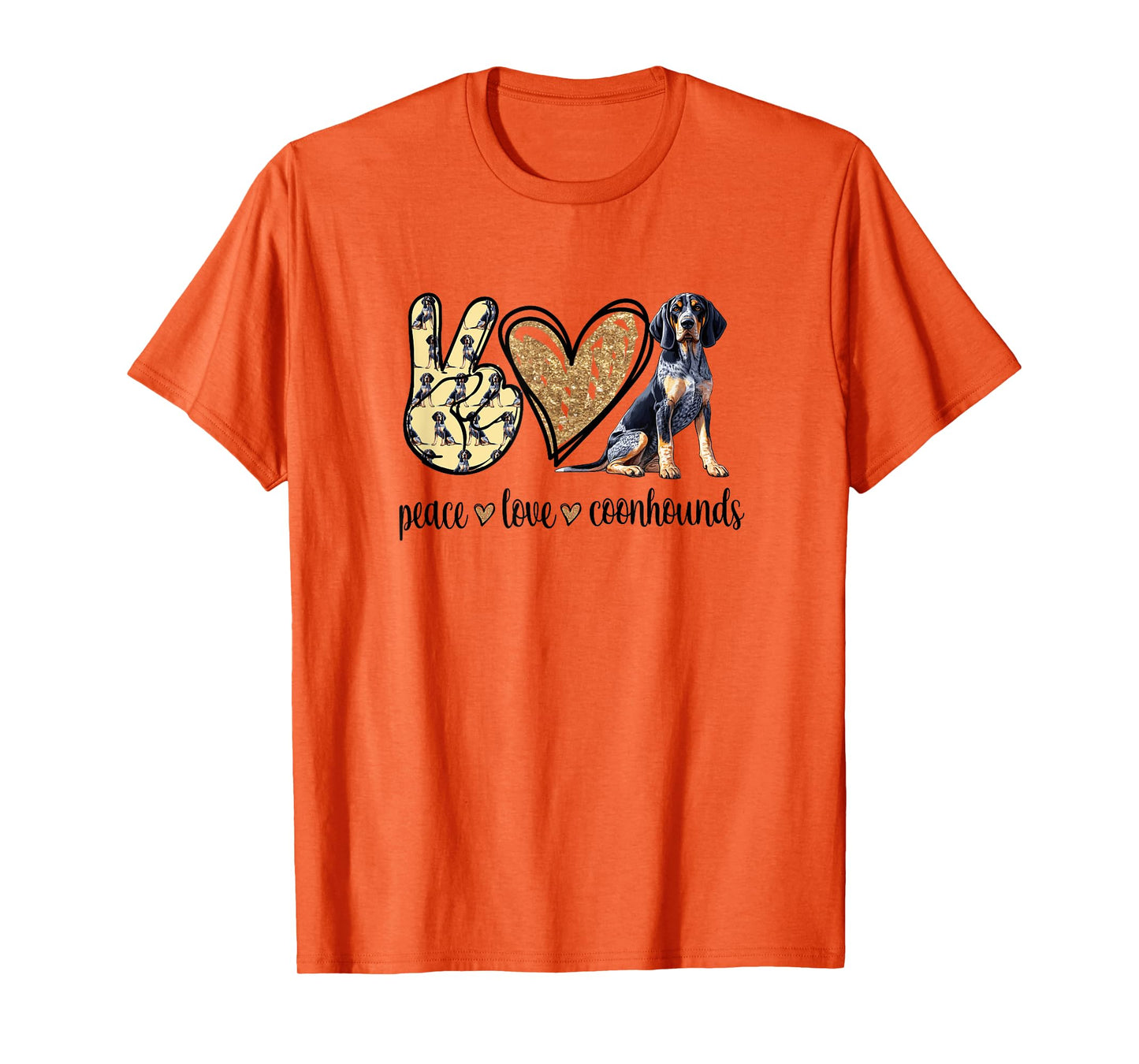 Cute Funny Peace Love Bluetick Coonhound Lover T-Shirt