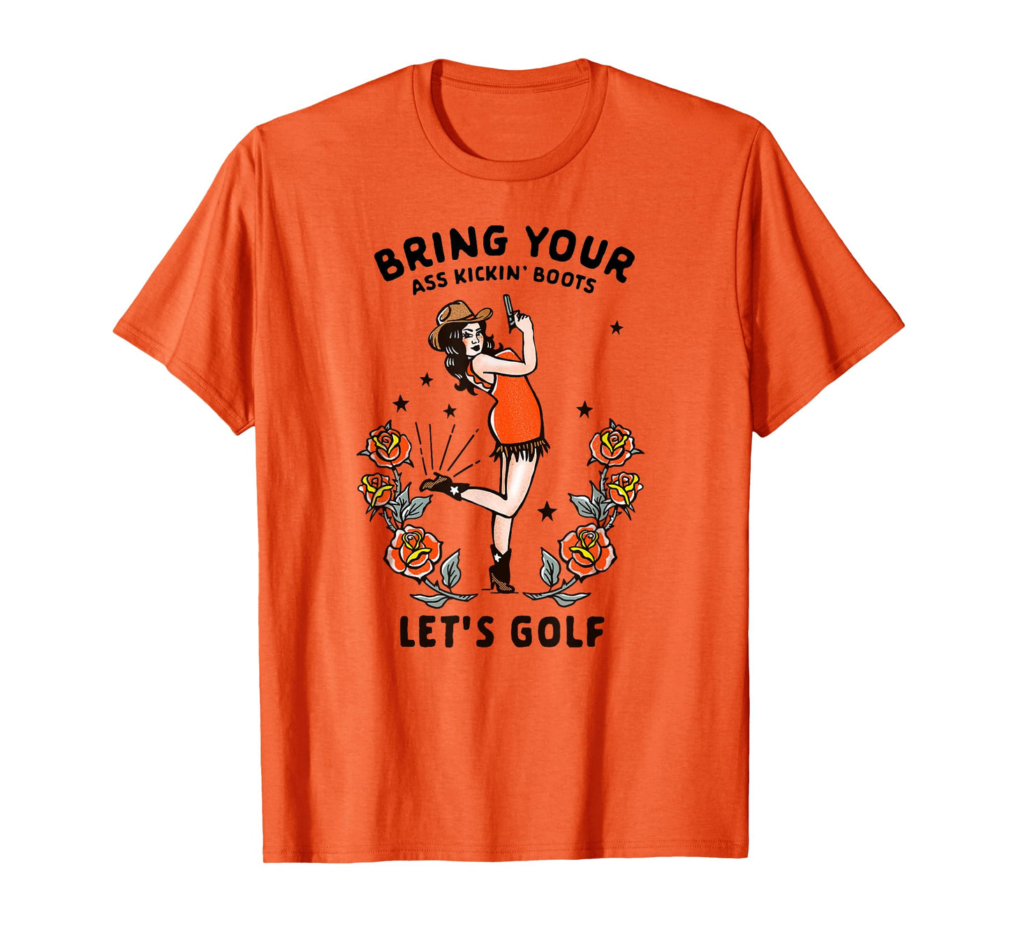 Women's Golf Graphic Tee Retro Cowgirl Pinup Golfing Gifts T-Shirt
