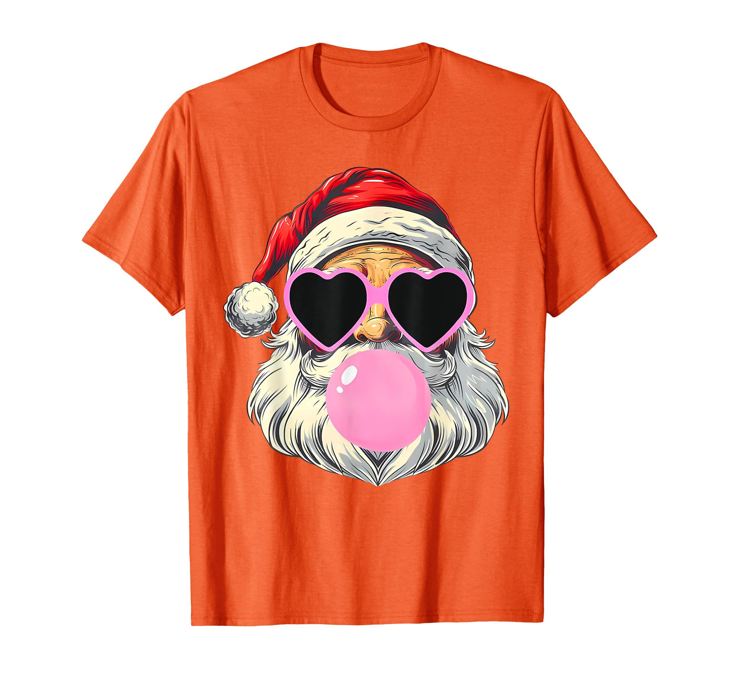 Santa Claus Blowing Bubble Gum Pink Sunglasses Christmas T-Shirt