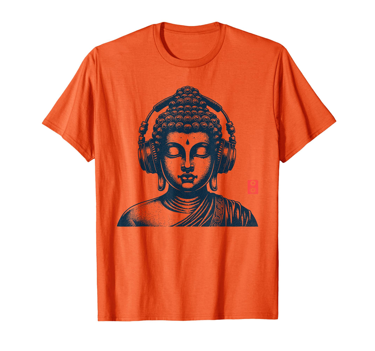 Buddha Wearing Headphones Vintage Retro Grey T-Shirt, Unisex-Adult, Short Sleeve, Music, Buddha, Relax