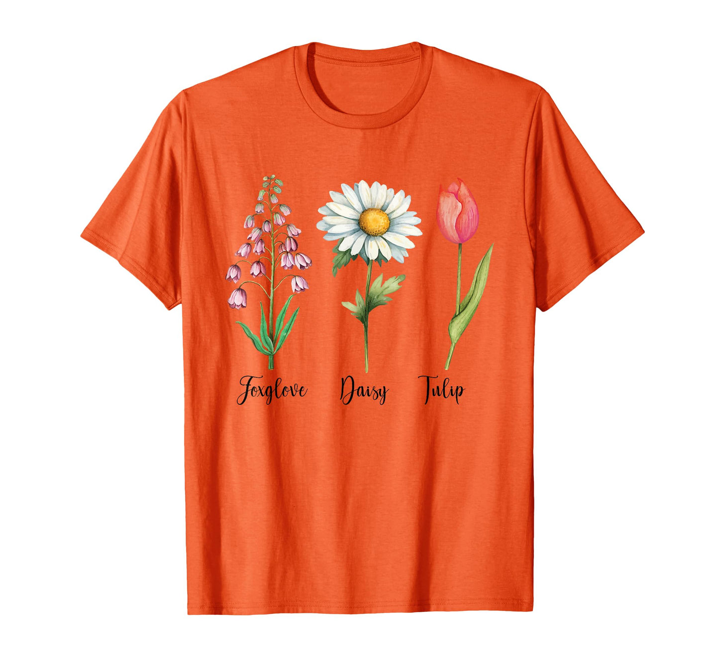 Vintage Floral Plant Foxglove Daisy Tulip Flowers Mom Women T-Shirt