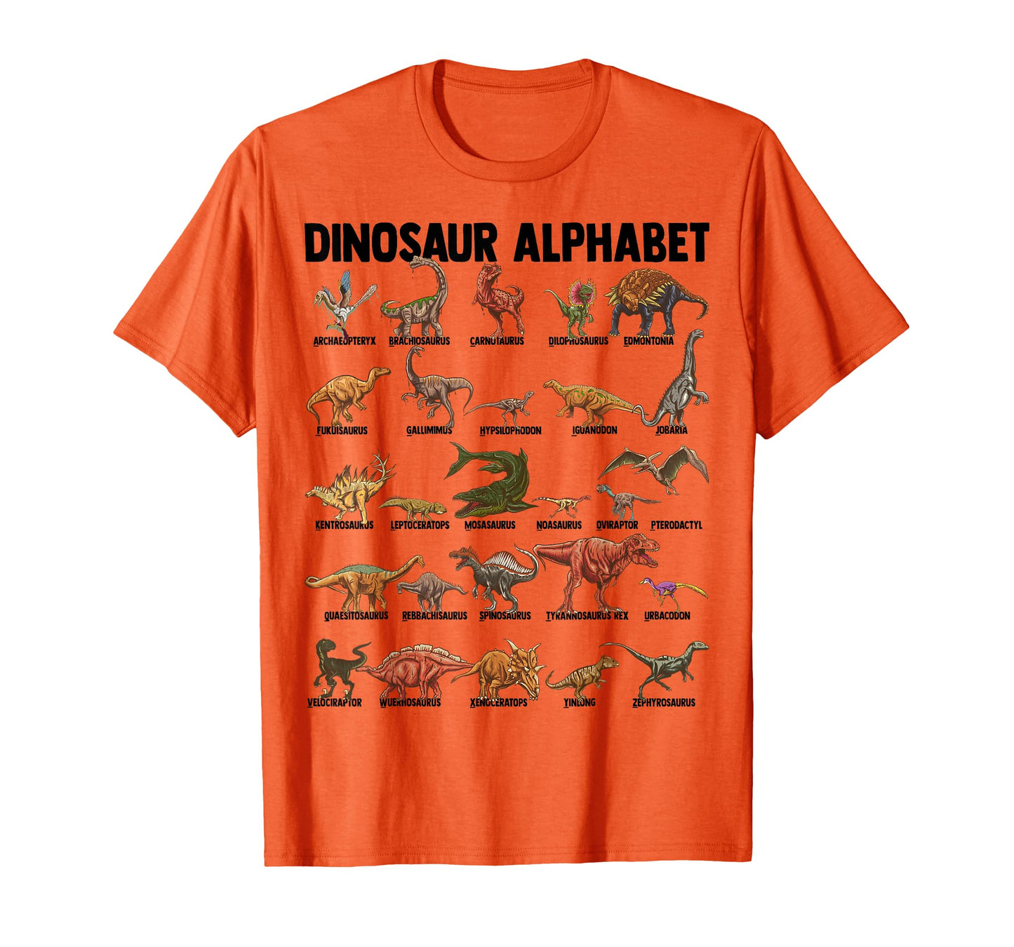 Dinosaur Alphabet - Dino Types Identification - A-Z ABC T-Shirt