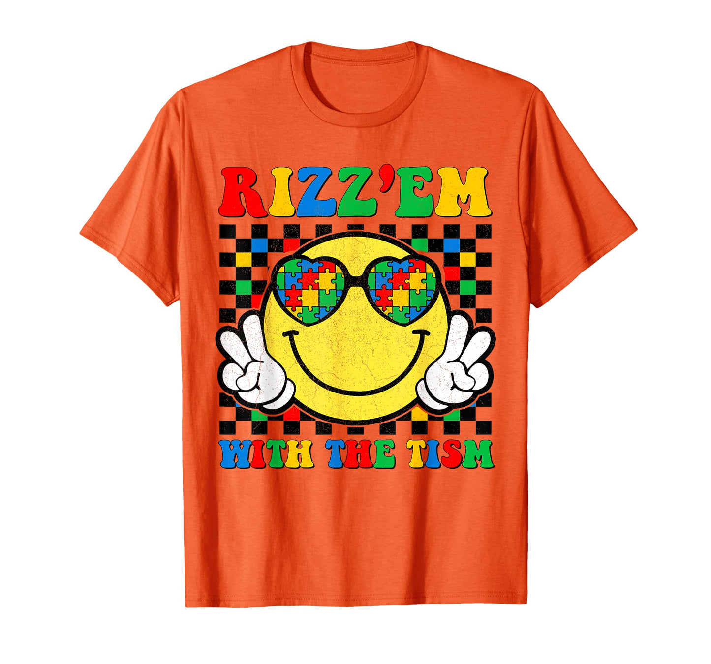 Rizz Em With The Tism Funny Autism Awareness Boys Girls Kids T-Shirt