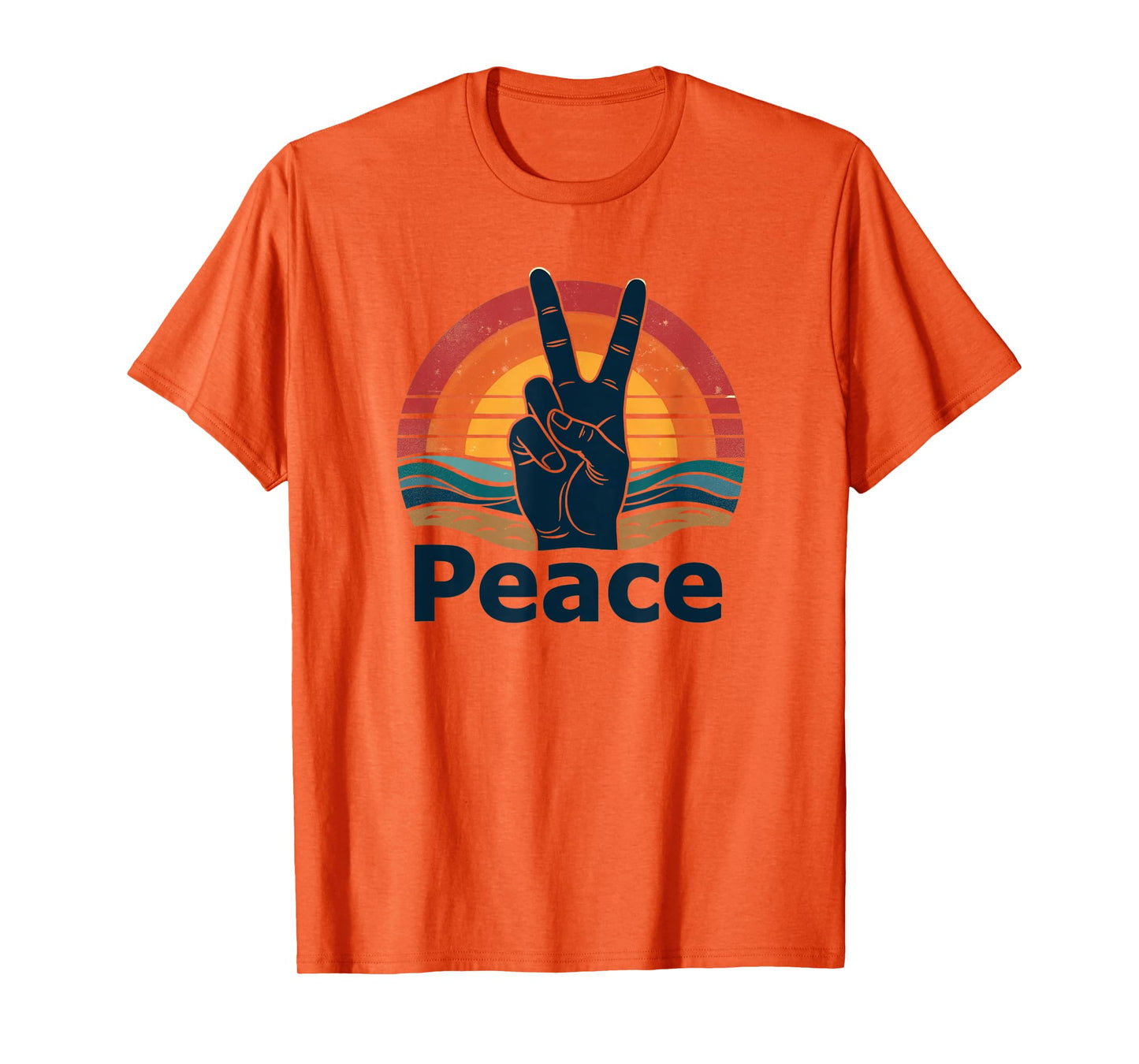Retro Peace Sign Vintage 70s Hippie Sunrise Bohemian Peace T-Shirt
