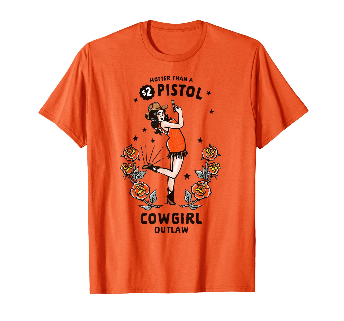 Women's Western Boho Graphic Tee Retro Outlaw Cowgirl Pinup T-Shirt