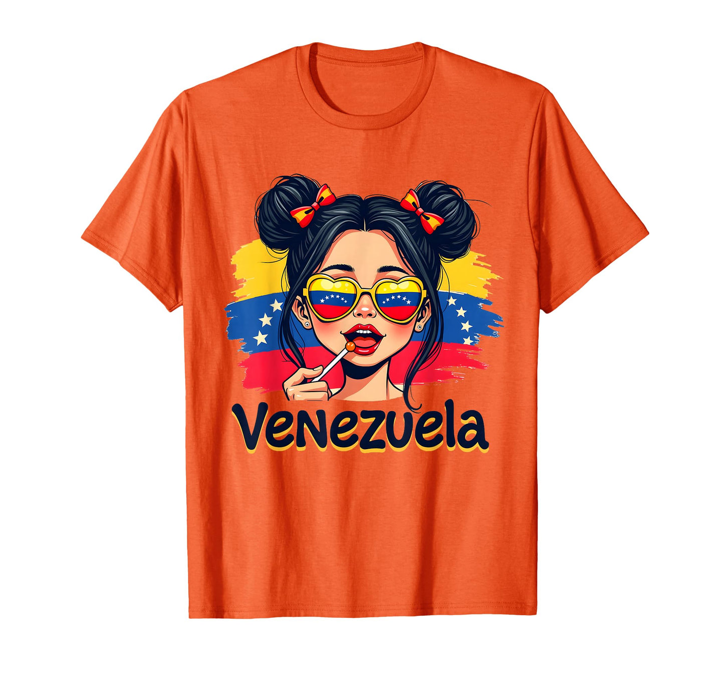 Messy Bun Girl Venezuela Pride Latina Venezuelan Women Girls T-Shirt