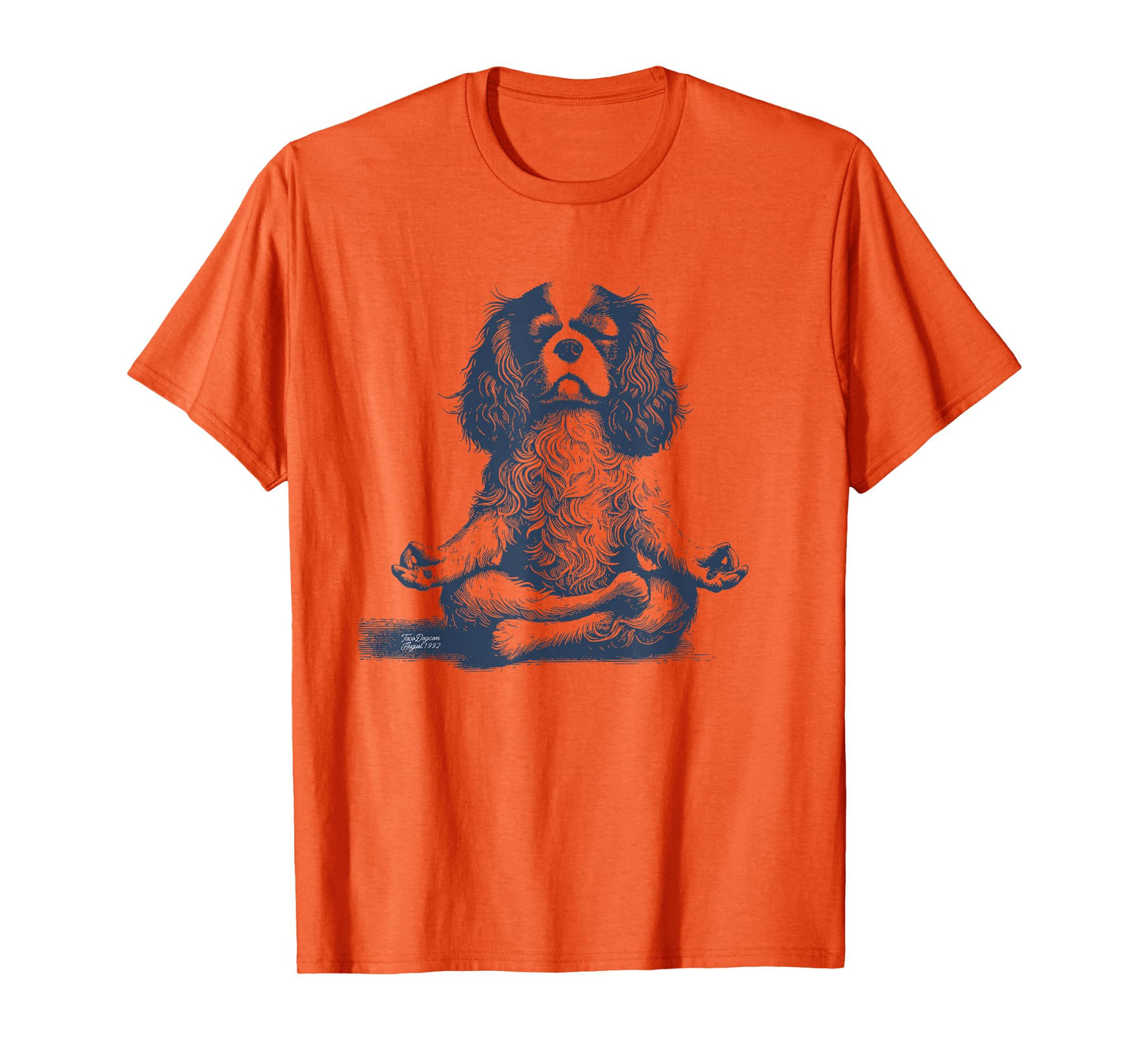 Cavalier King Charles Spaniel Lotus Meditate Yoga Vintage T-Shirt