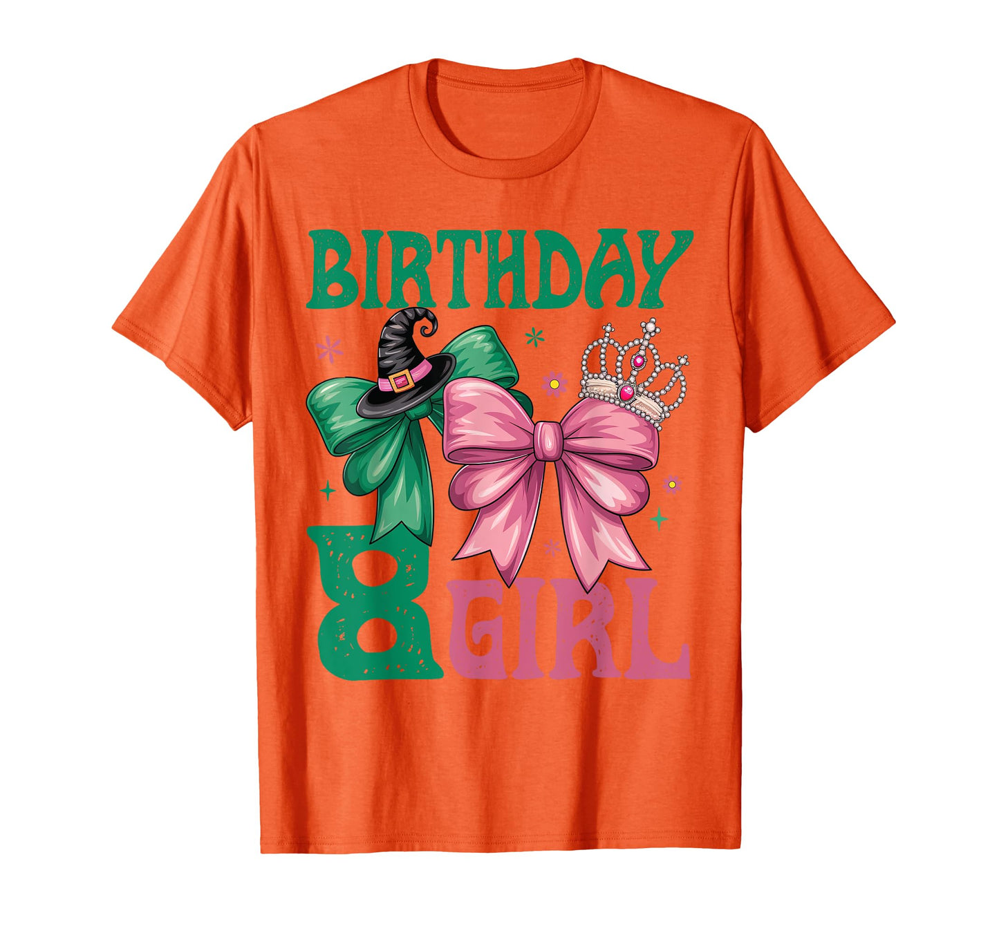 8Th Birthday Witch Pink And Green 8 Year Old Birthday Girl T-Shirt