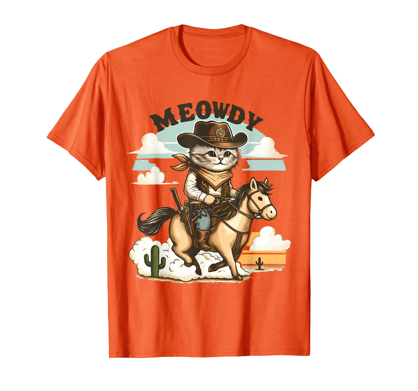 Meowdy Partner Cat Cowboy Horse Howdy Funny Country Western T-Shirt