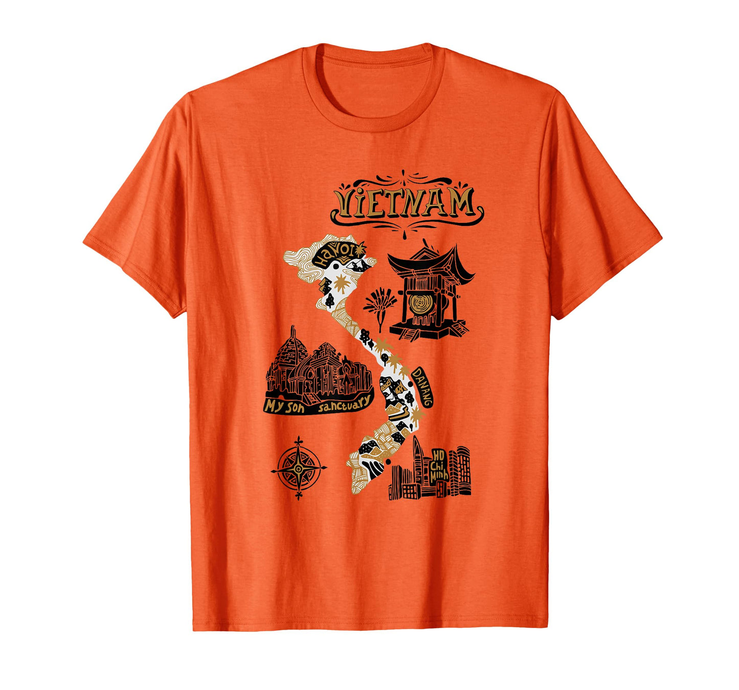 Travel Asia Vietnam Map Hanoi Ho Chi Minh Vacation Souvenir T-Shirt