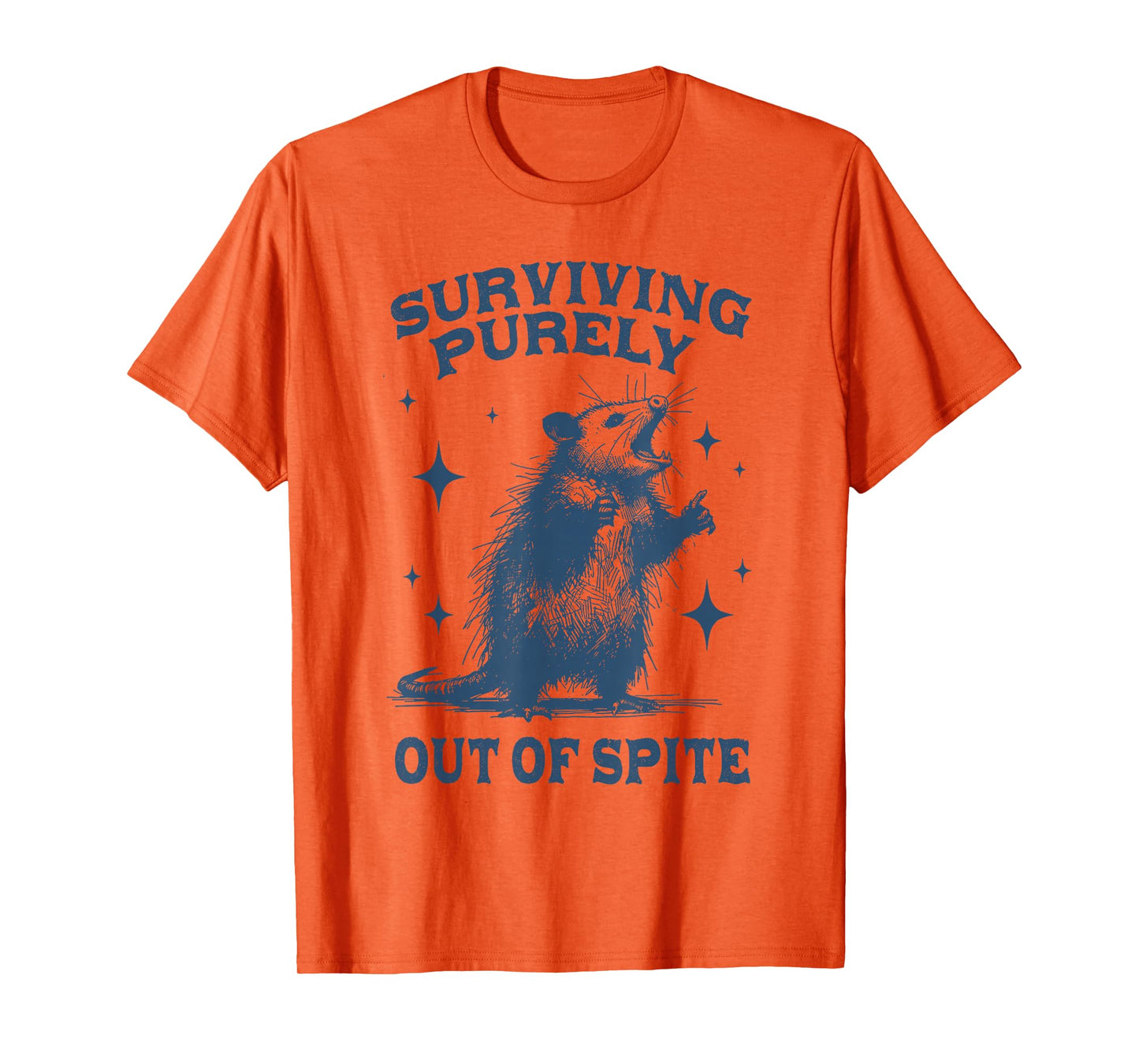 Surviving Purely Out of Spite Womens Retro Opossum Meme T-Shirt