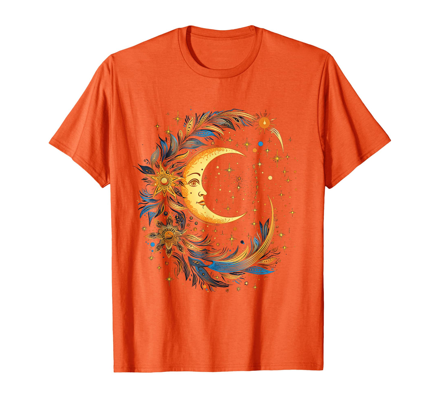 mystic sun and moon woman mystical flowers aesthetic T-Shirt