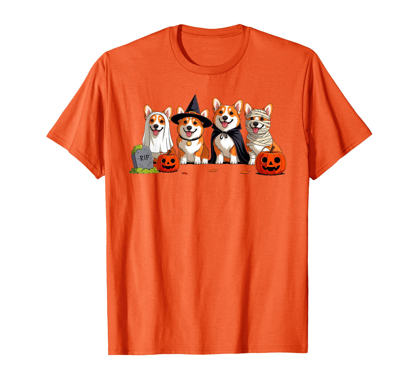 Corgi Dog Ghost Witch Mummy Pumpkin Funny Halloween Costume T-Shirt