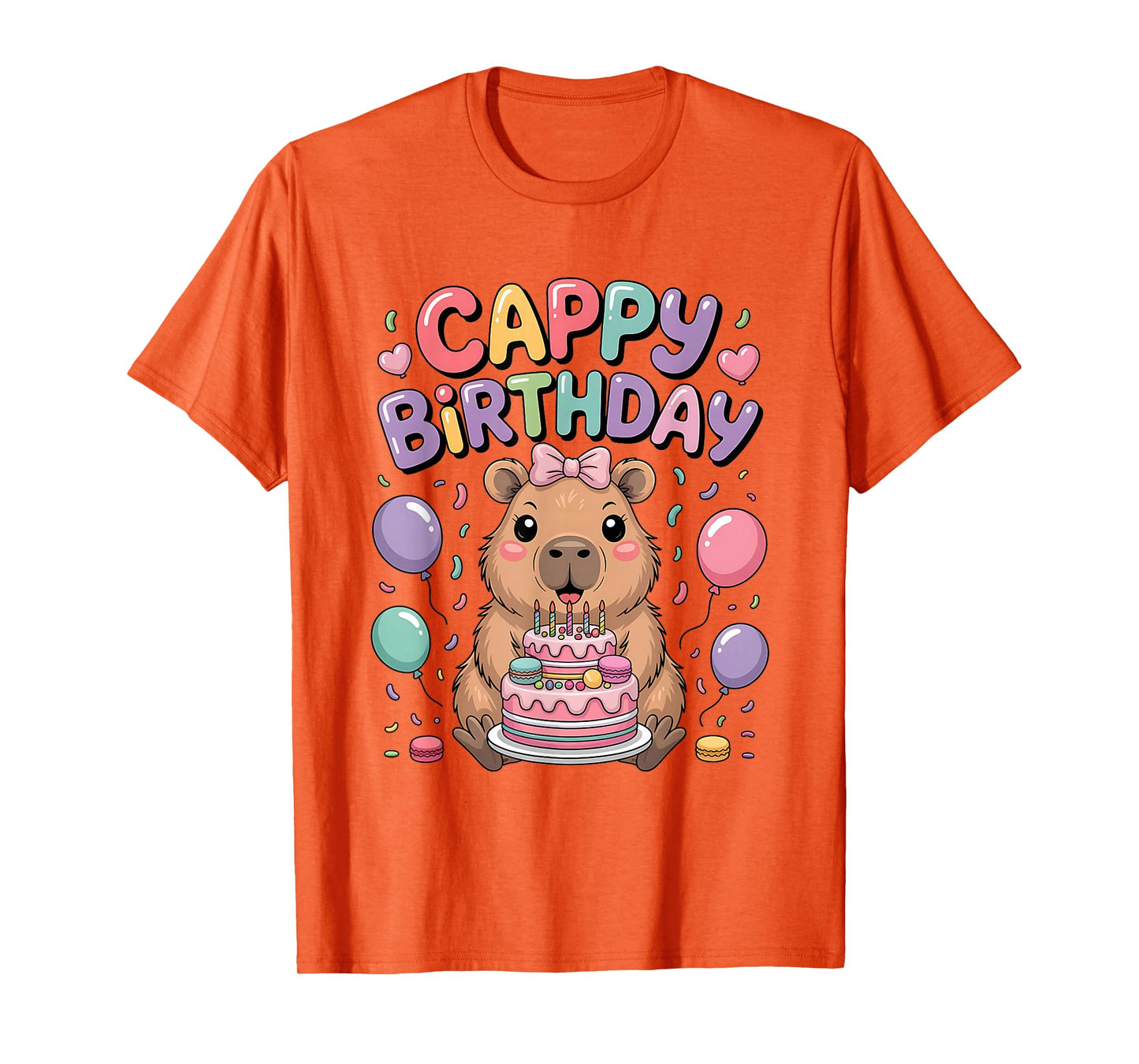 Capybara Birthday Girl Capybara Animal Lovers Bow Party T-Shirt