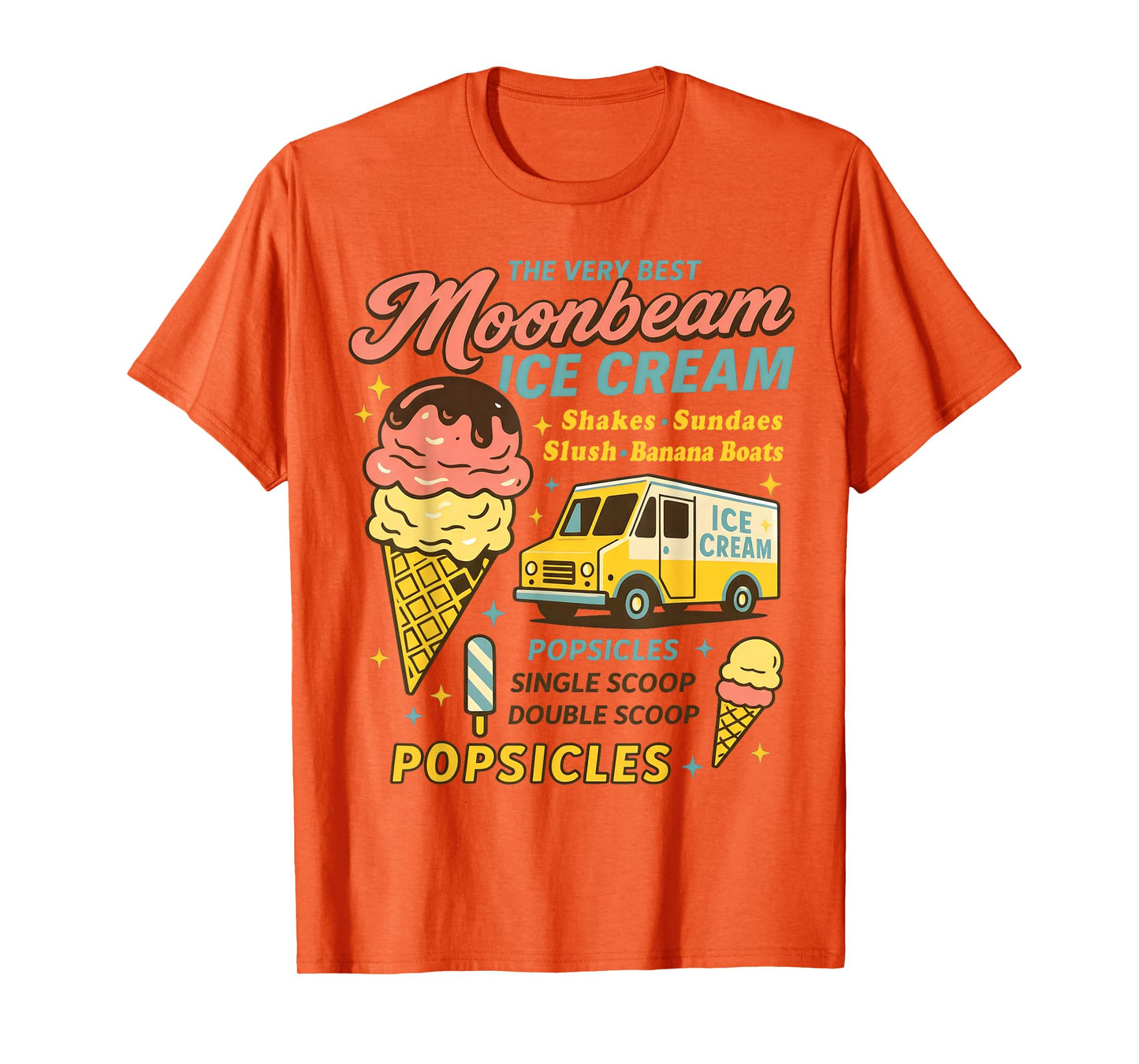 Vintage Moonbeam Ice Cream Truck Retro Double Scoop Popsicle T-Shirt
