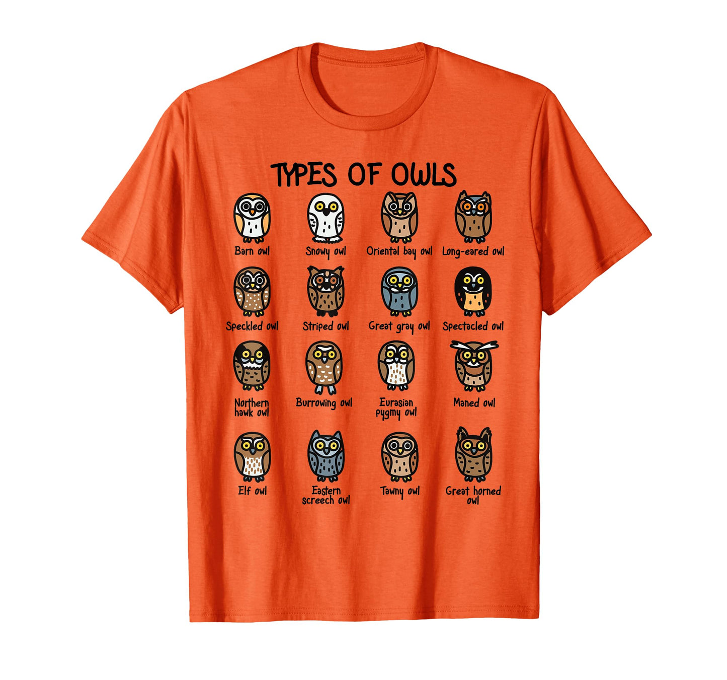 Types of Owls Collection For Cute Owl Lover T-Shirt
