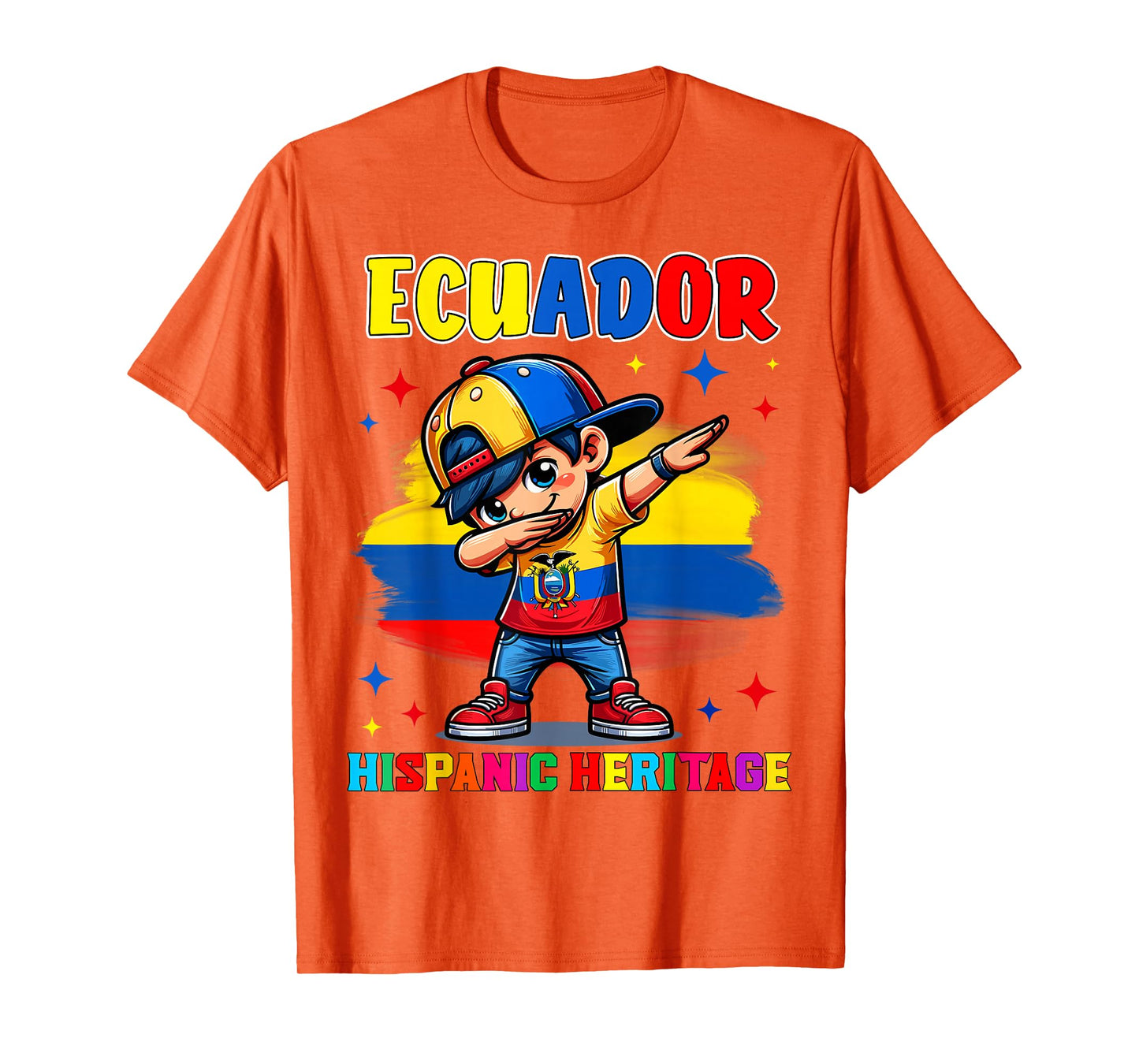 Hispanic Heritage Month Ecuador Flag Dab Kid for Kids T-Shirt