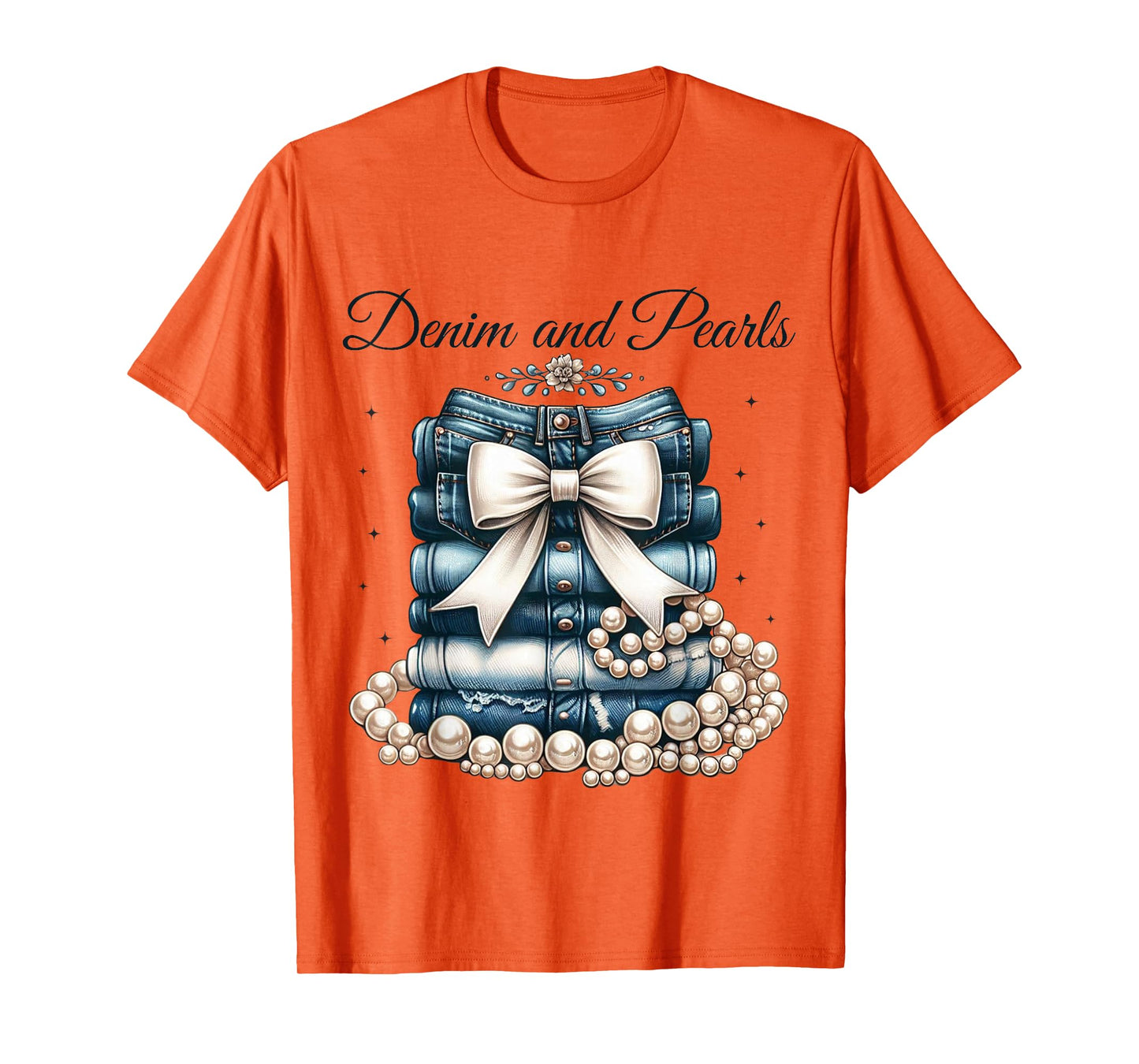 Pearls & Denim 2025 Outfit for Stylish Women T-Shirt