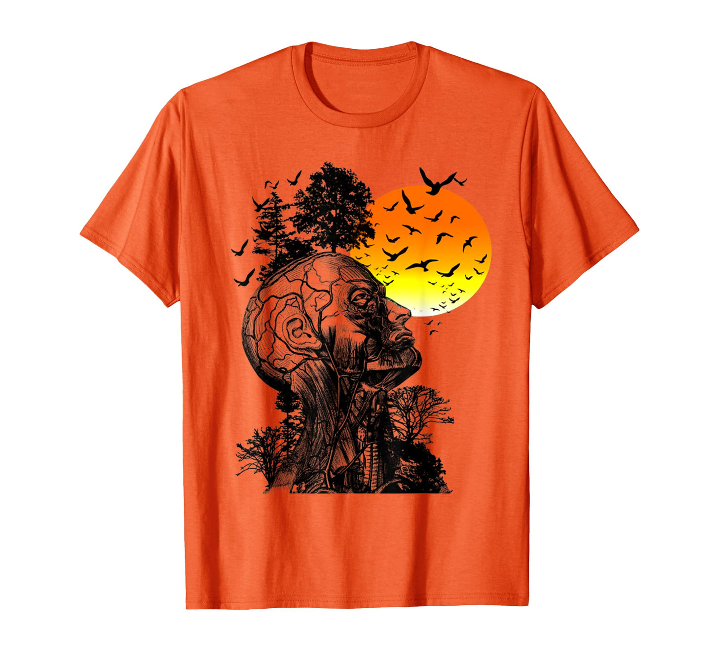 Vintage Funny Hangover Human Tree Retro Artistic Sunset T-Shirt
