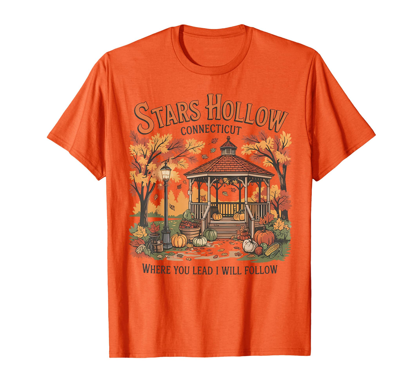 Stars Hollow Pumpkin Thanksgiving Autumn Fall Y'all Leaves T-Shirt