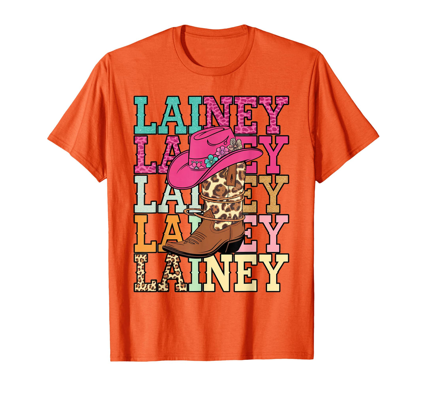 Western Cowgirl Lainey First Name Personalized Black Unisex T-Shirt