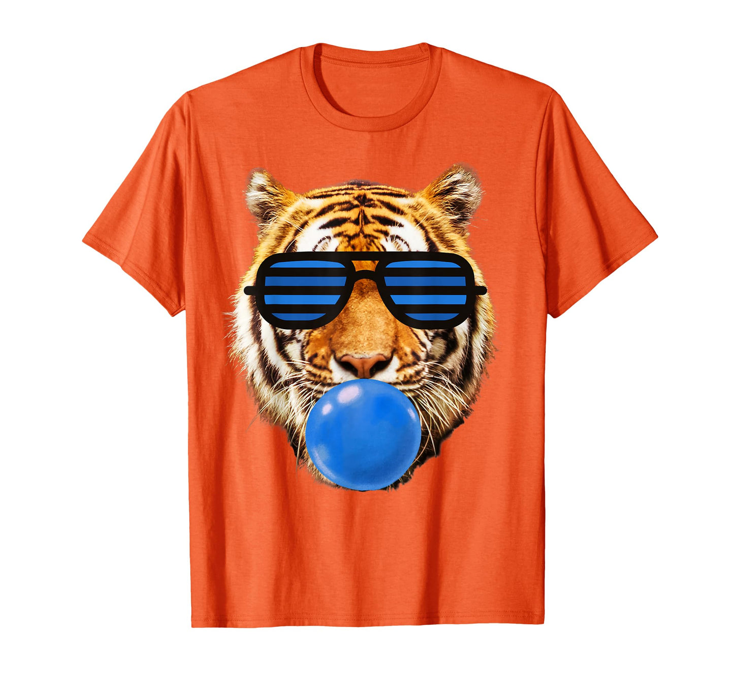 Blue Bubble Gum Tiger Face Stripe Sunglasses Tiger Head T-Shirt