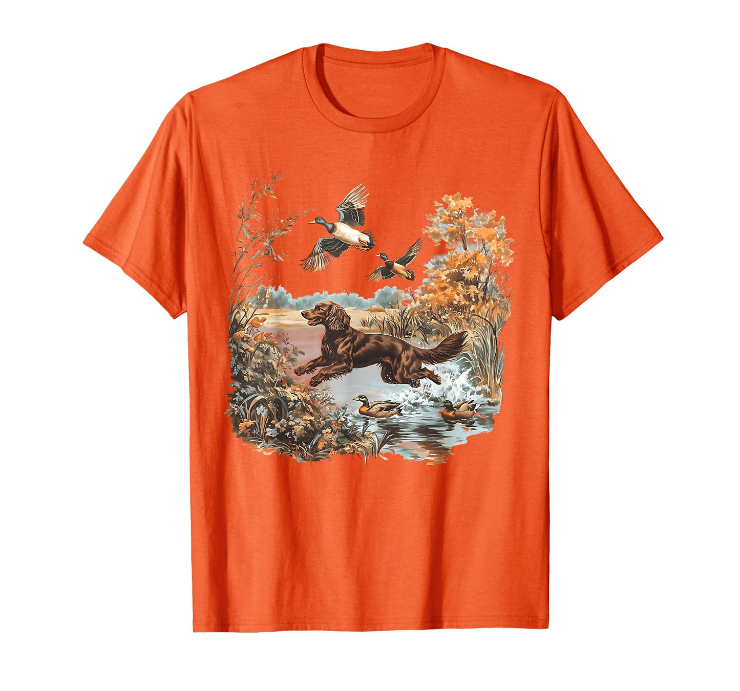 Vintage Retro Boykin Spaniel Hunting Mallard Ducks Hunter T-Shirt