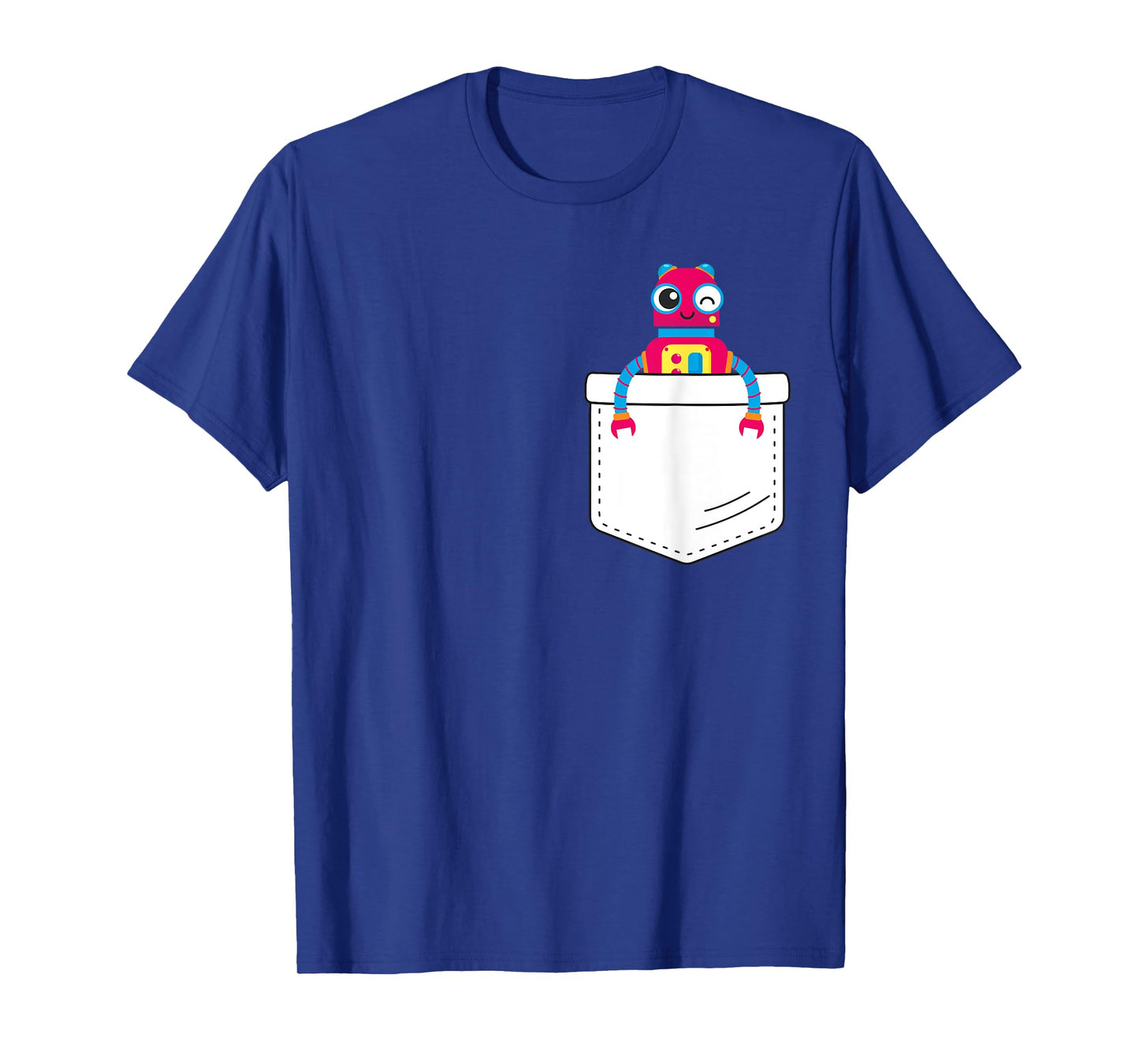Cute robot inside fake pocket, boys robot shirt T-Shirt
