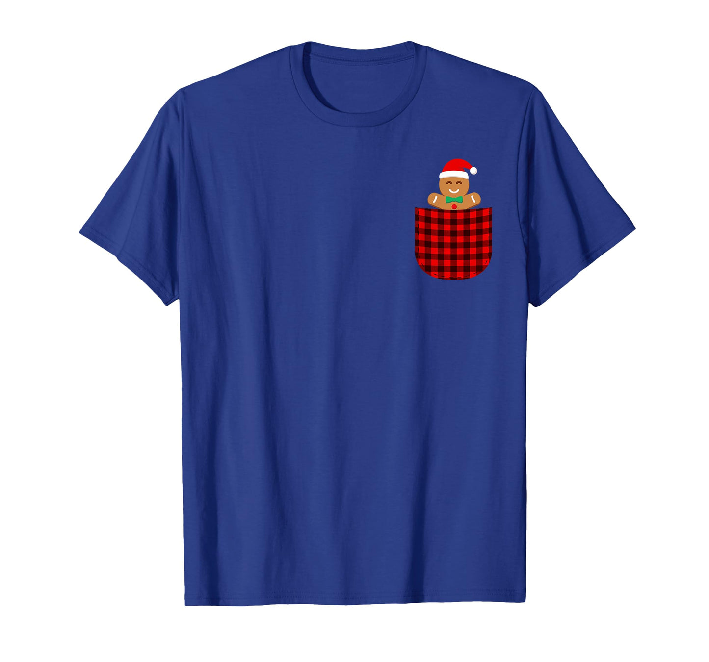 Gingerbread Cookie Buffalo Red Plaid Pocket Christmas Funny T-Shirt