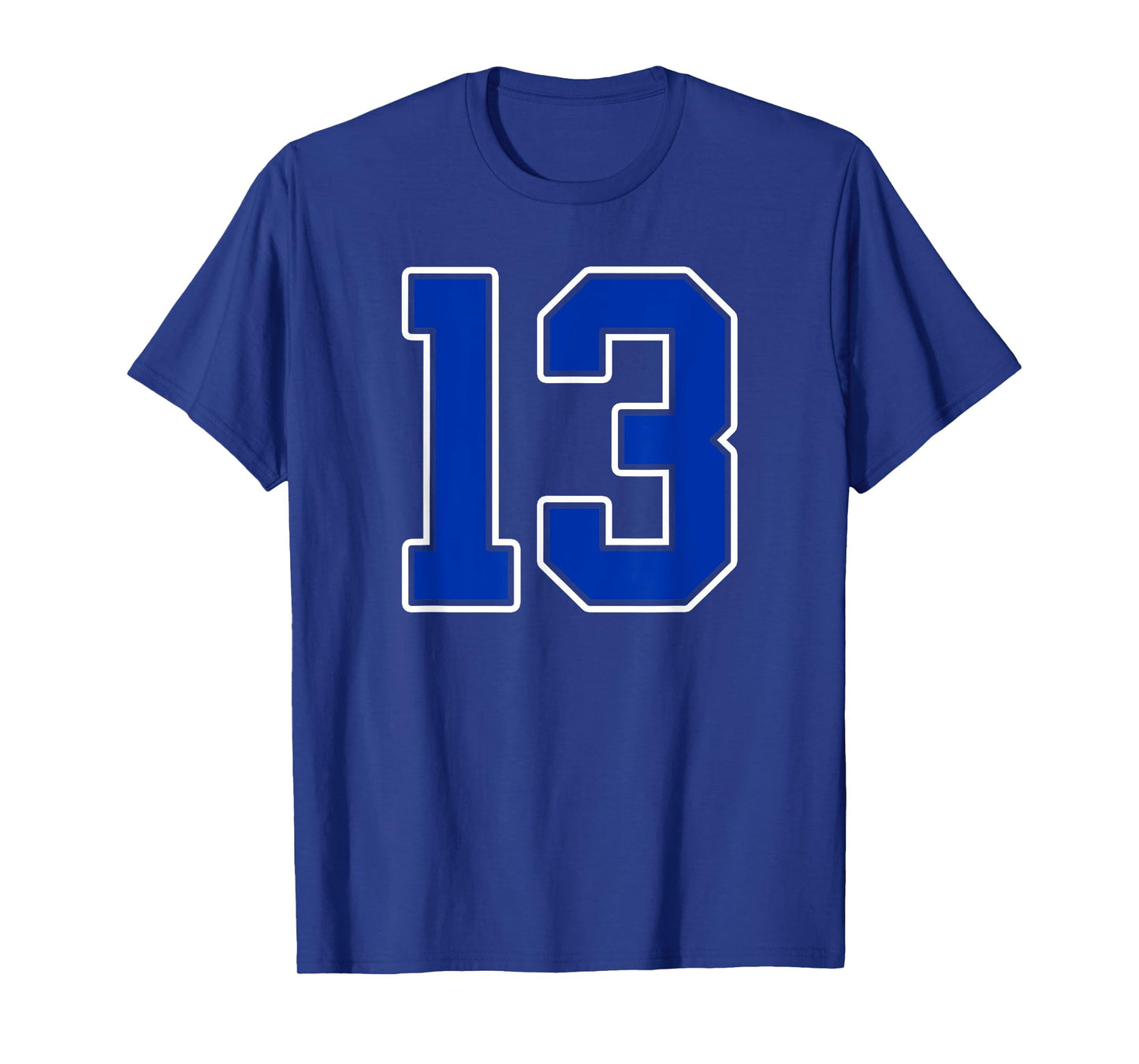 Royal Blue White Number 13 Jersey Player Uniform #13 T-Shirt