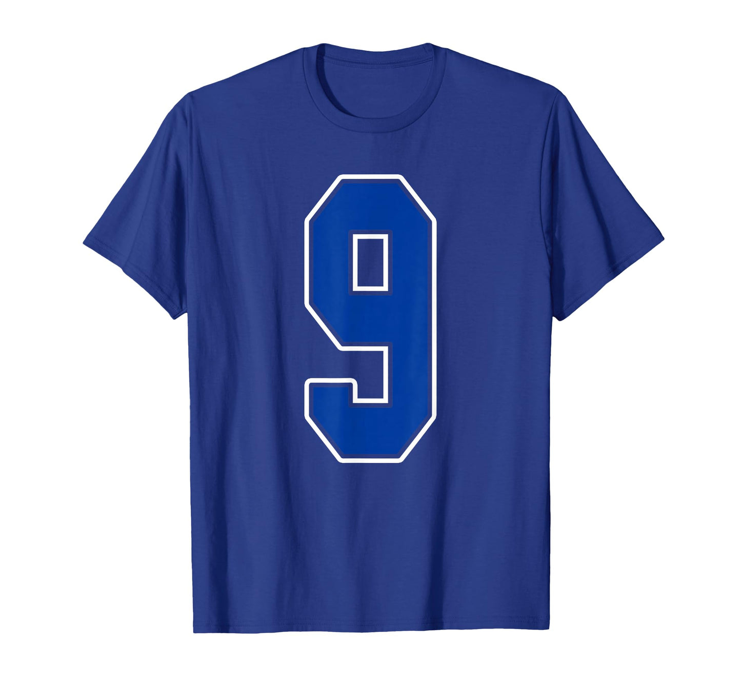 Royal Blue and White Number 9 Jersey Player Uniform #9 Fan T-Shirt