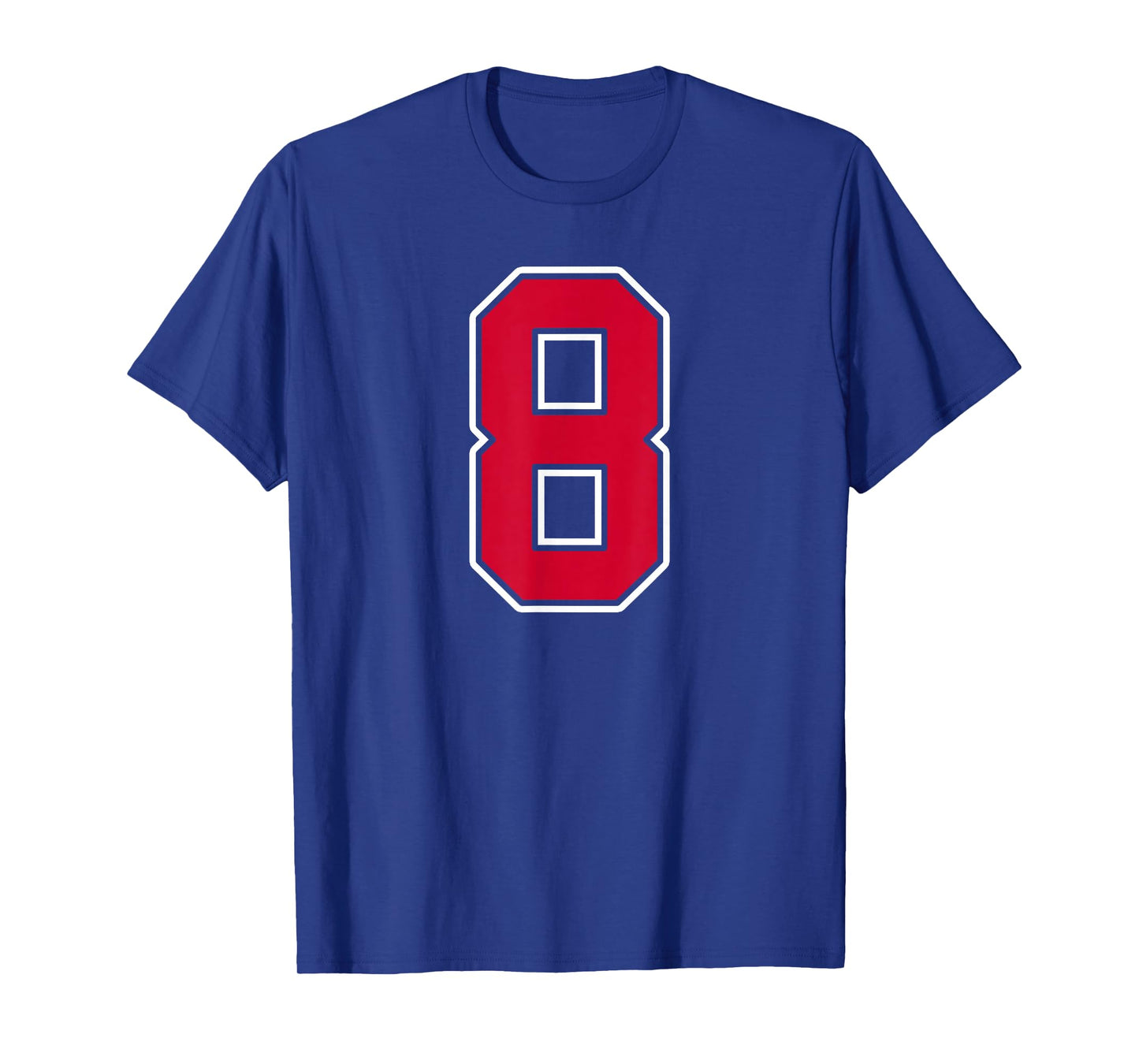 Red White Number 8 Jersey Player Uniform #8 T-Shirt