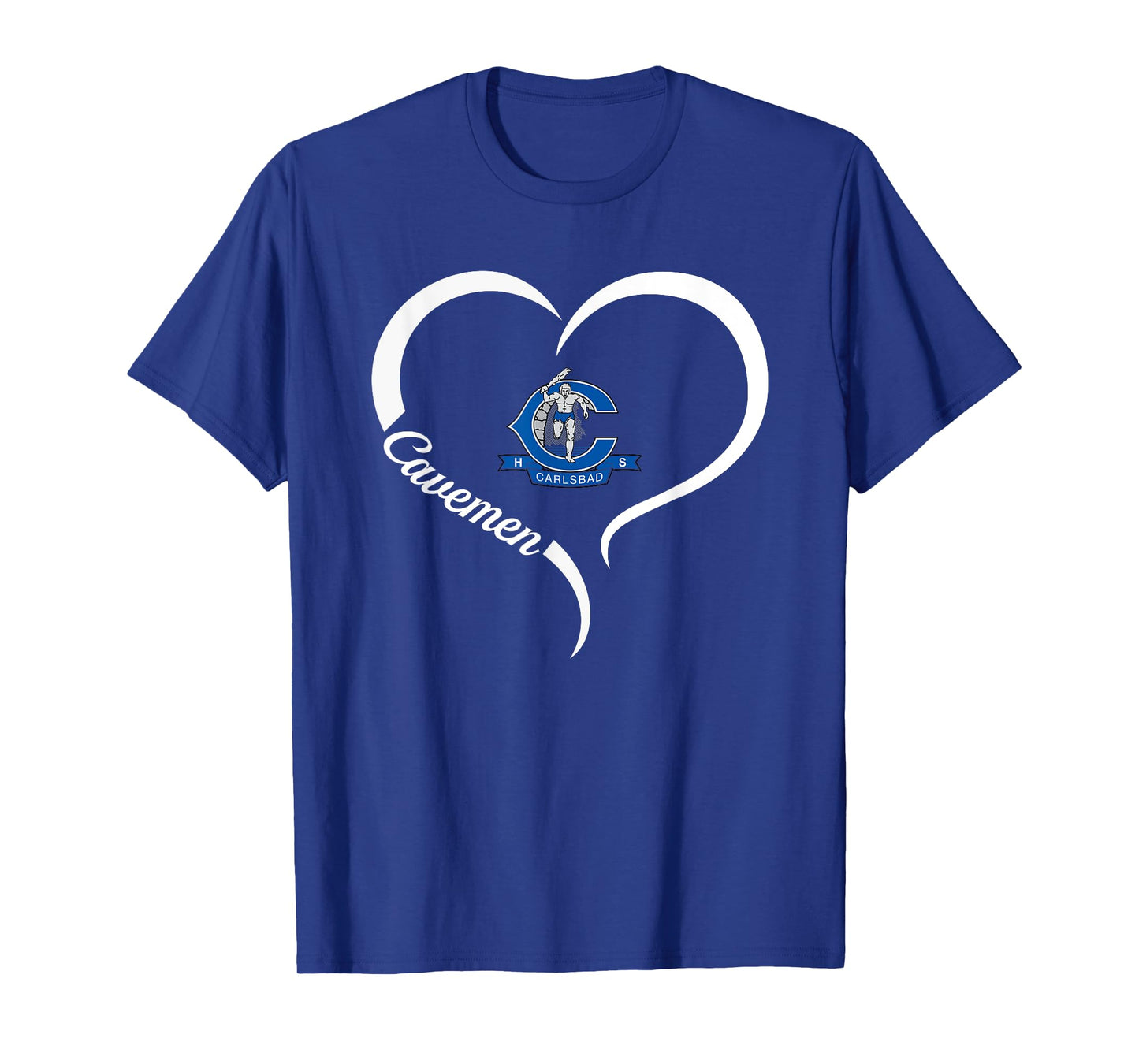 Carlsbad Cavemen Logo Half Heart Slogan HS T-Shirt