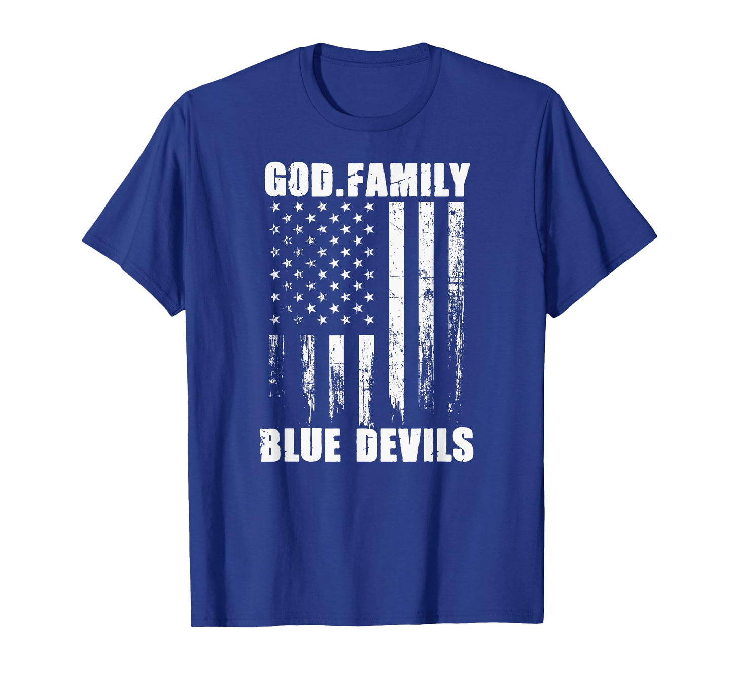 Zanesville Blue Devils God. Family. Vintage USA Flag T-Shirt