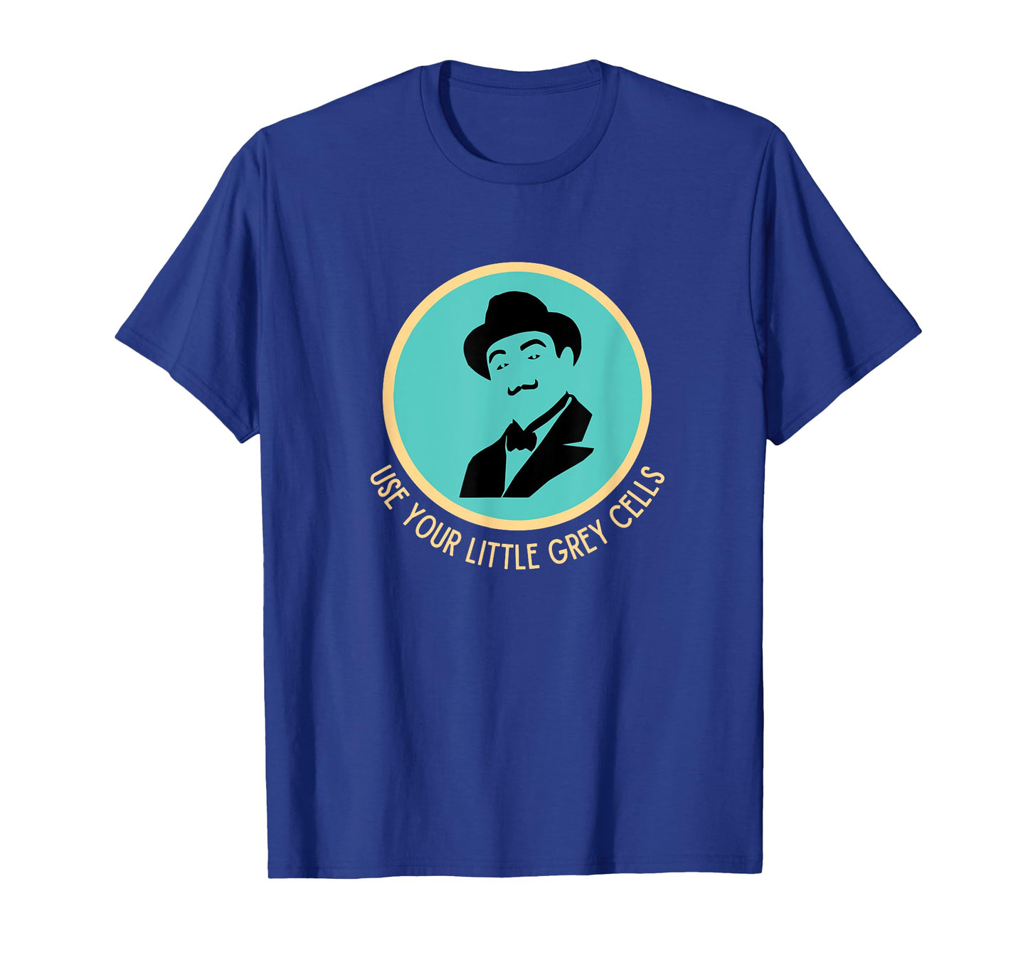 Poirot Use your little grey cells Hat Mustache vintage blue T-Shirt