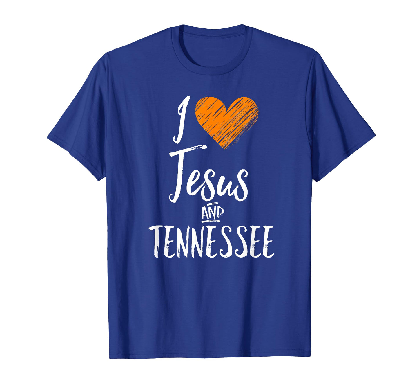 I Love Jesus And Tennessee Shirt Orange Heart Cute Fan Gift T-Shirt