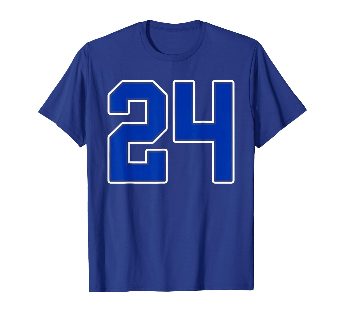 Royal Blue White Number 24 Jersey Player Uniform #24 T-Shirt