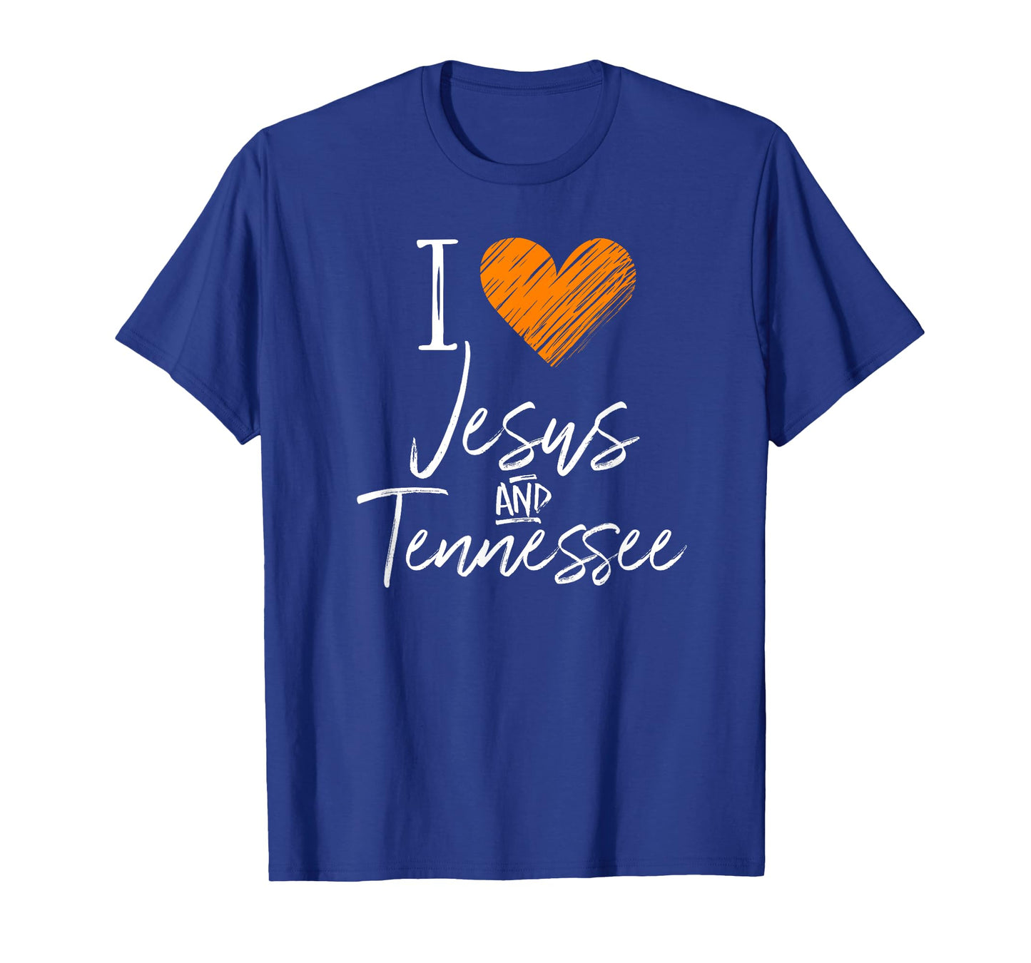 I Love Jesus And Tennessee Shirt Orange Heart Cute Fan Gift T-Shirt