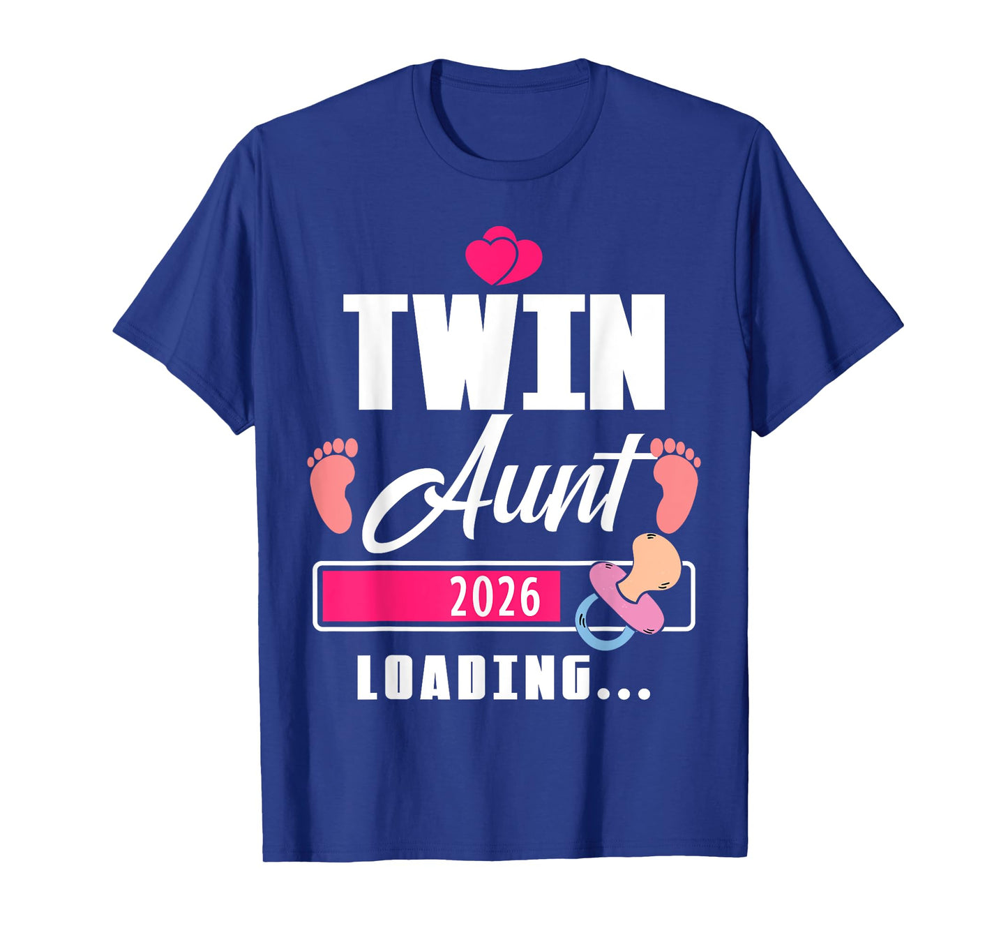 Twin Aunt Loading 2026 Funny Baby Girl Reveal Family Match T-Shirt