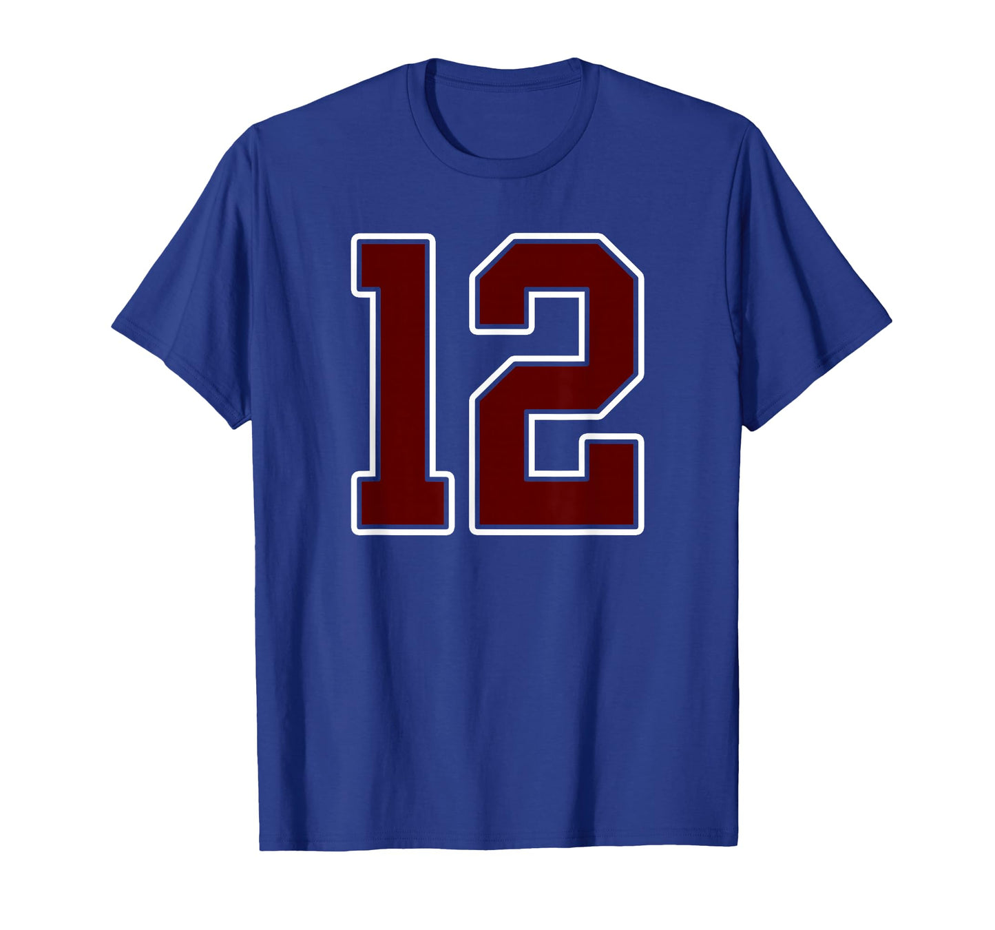 Maroon and White Number 12 Jersey Player Uniform #12 Fan T-Shirt