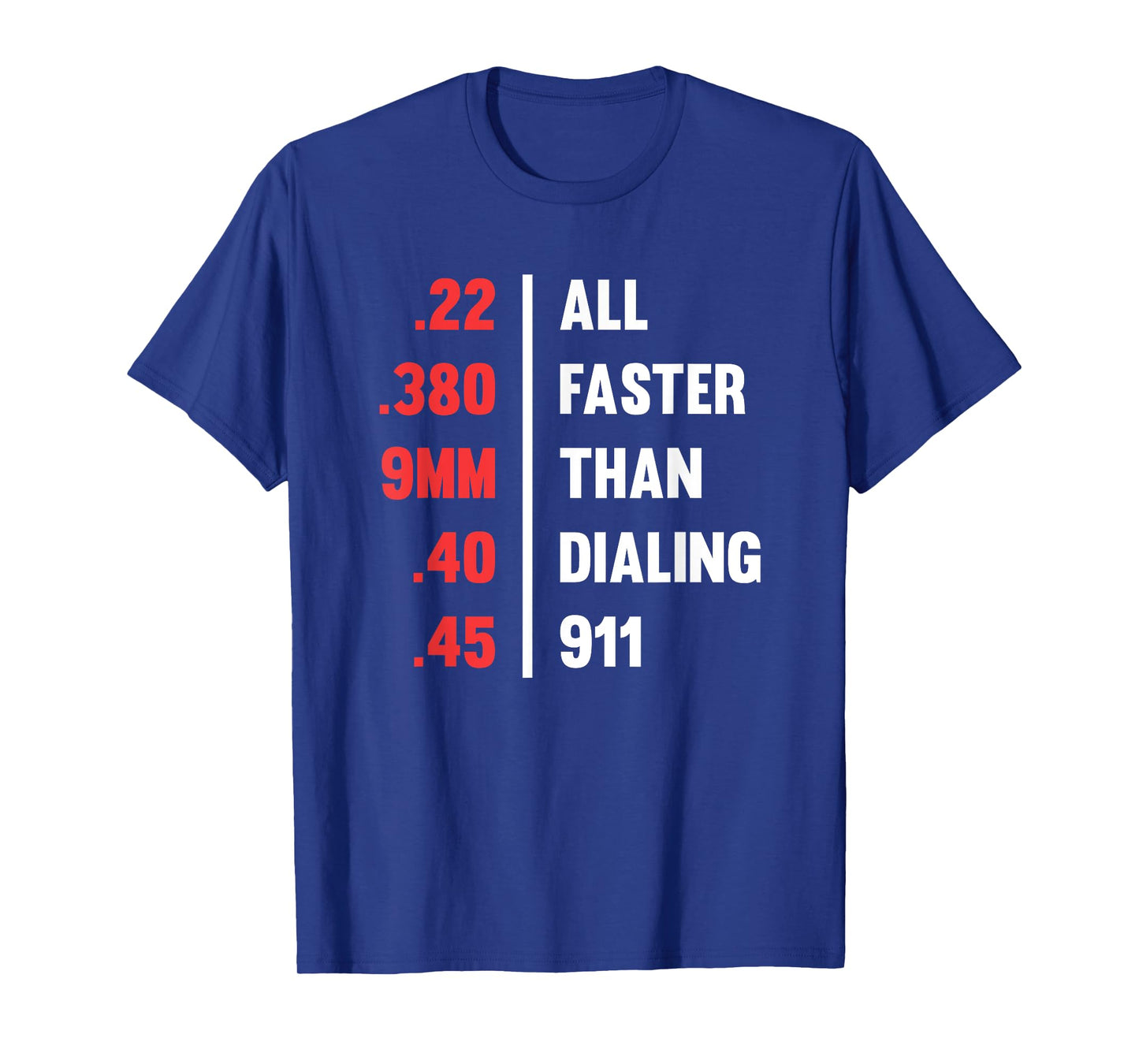 Bullets All Faster Than Dialing 911 .22 .380 9mm .45 T-Shirt T-Shirt