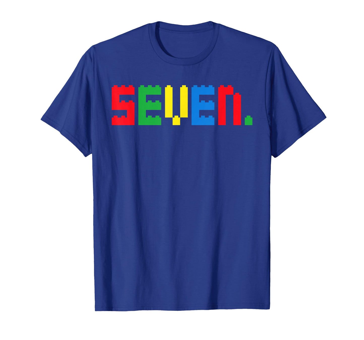 Seven. Shirt 7th Birthday Block Building Master Builder Boys T-Shirt