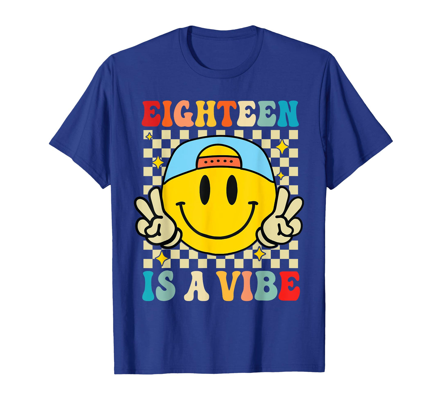 Eighteen is A Vibe 18th Birthday Groovy Boys 18 Years Old T-Shirt