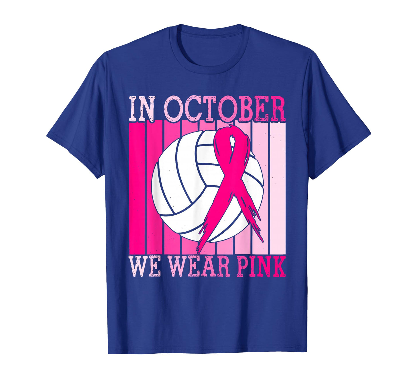 in October We Wear Pink Volleyball Ribbon T-Shirt