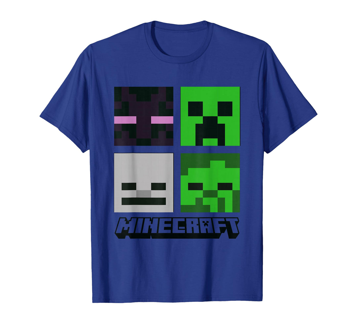 Minecraft Creeper Enderman Ghast Zombie Pixel Art Faces T-Shirt