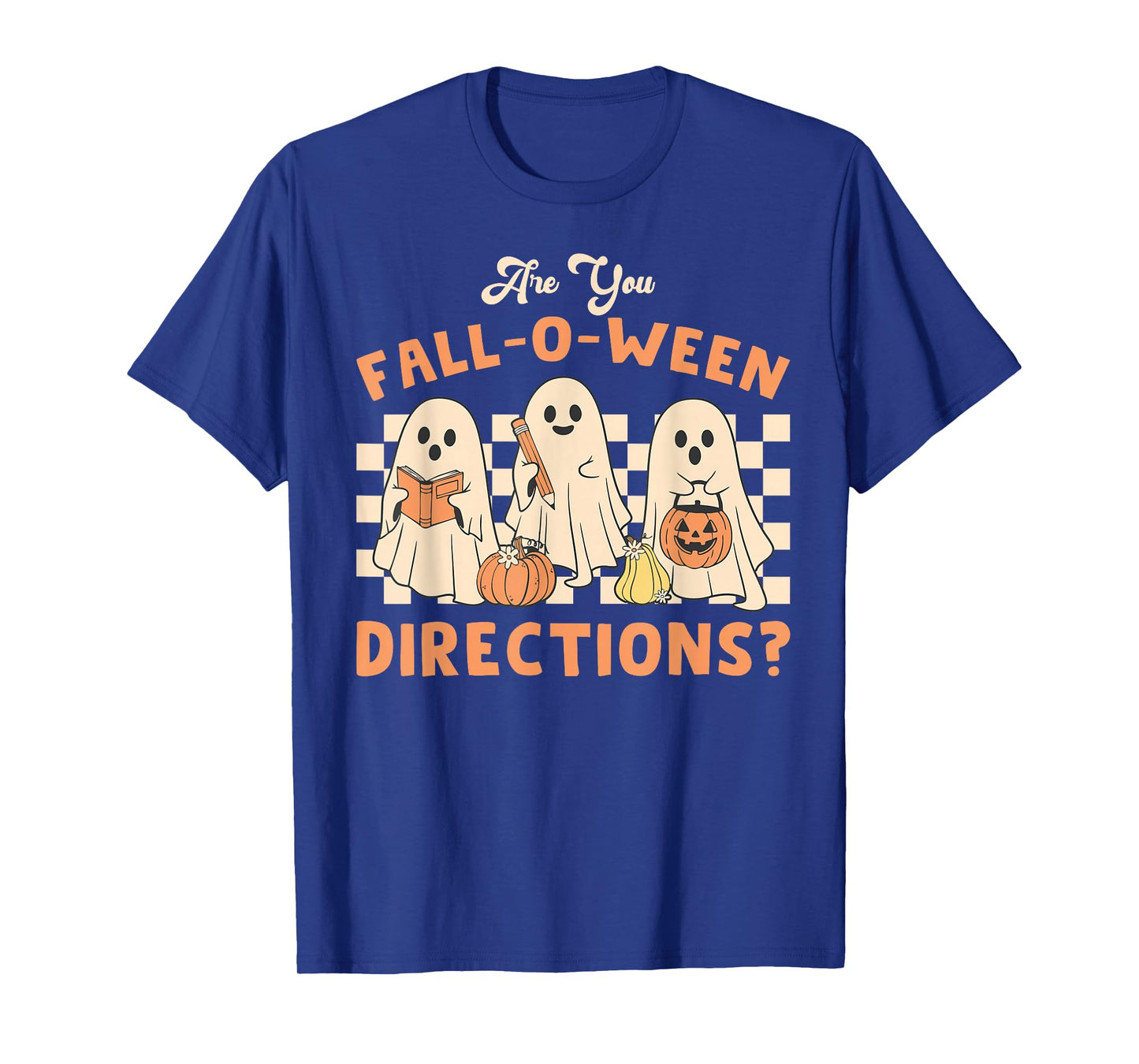 Retro are You Fall O Ween Directions Teacher Halloween Ghost T-Shirt