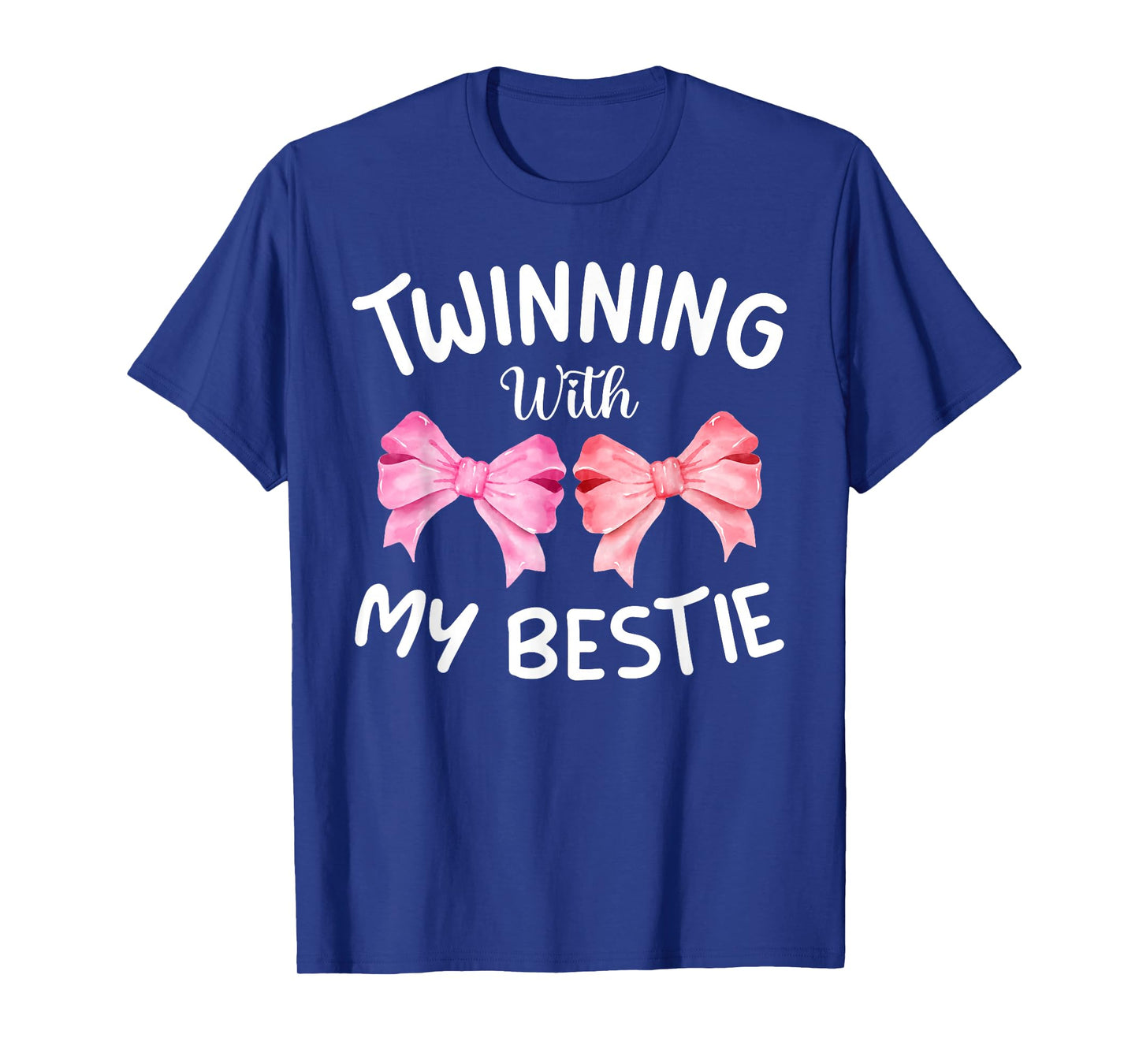 Pink Bow Twinning With My Bestie Friends Twins Day Girls T-Shirt