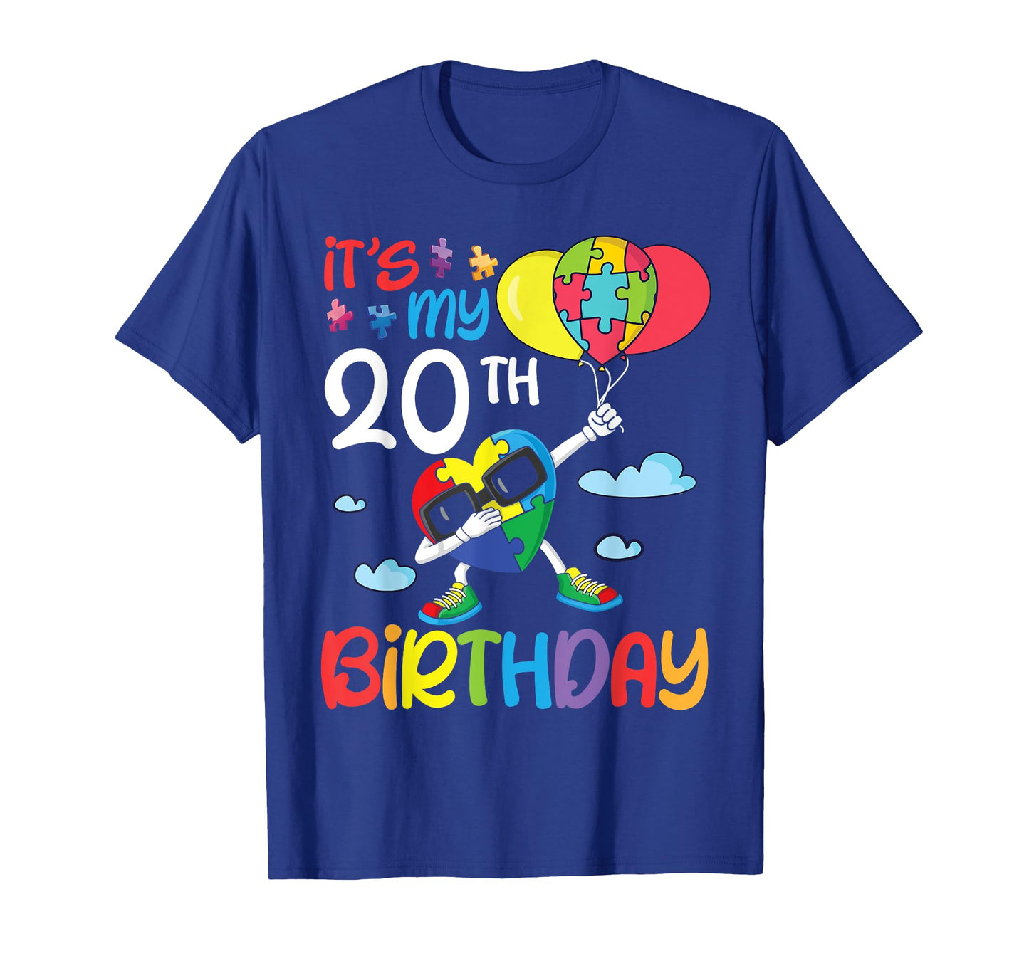 Big Puzzle Heart Dabbing 20 Years Old It's My 20th Birthday T-Shirt