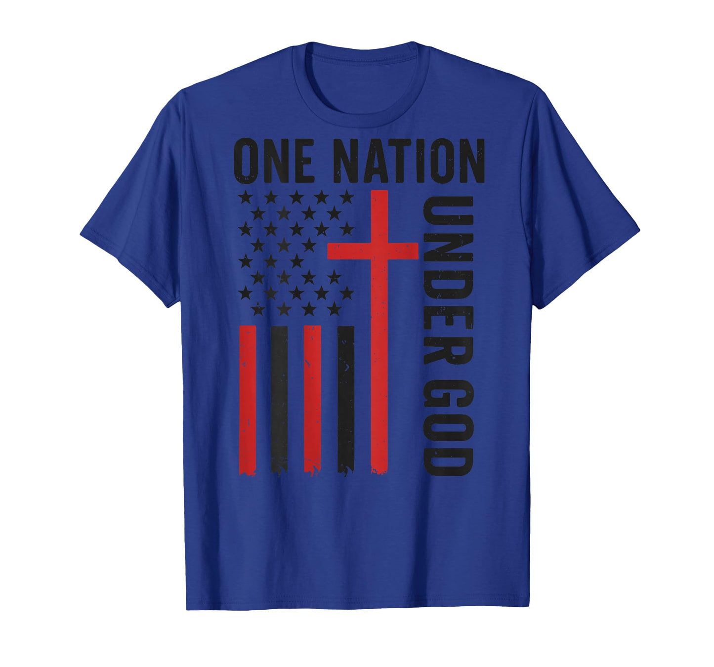 Men's One Nation Under God American Flag Christian Patriotic T-Shirt